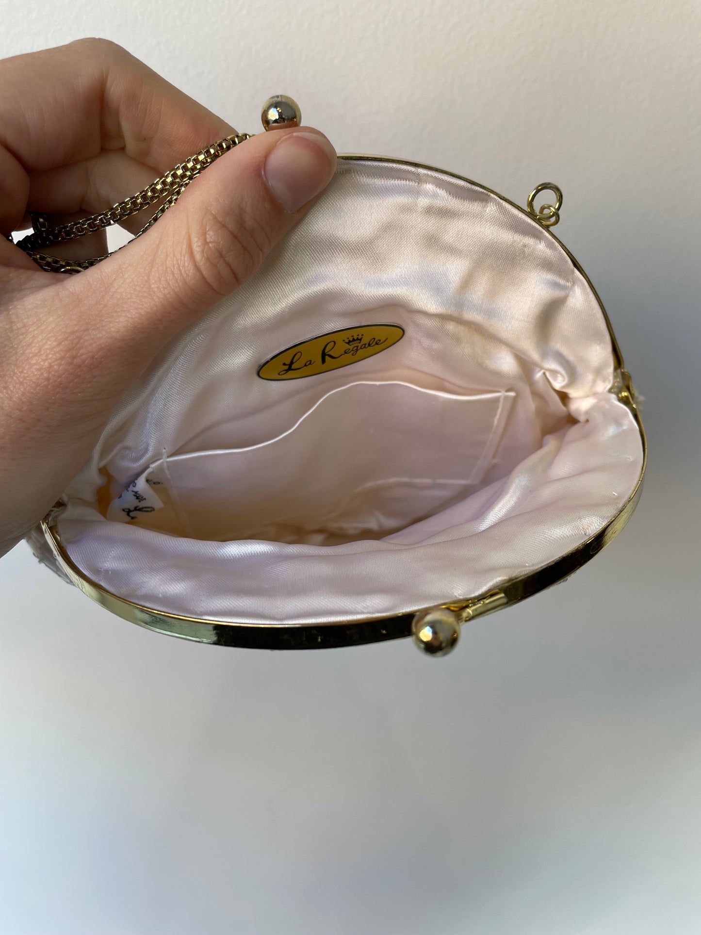 vintage cream beaded purse