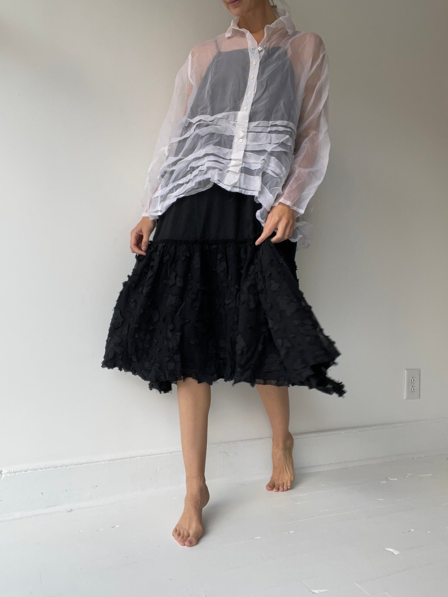 long flower tulle slip