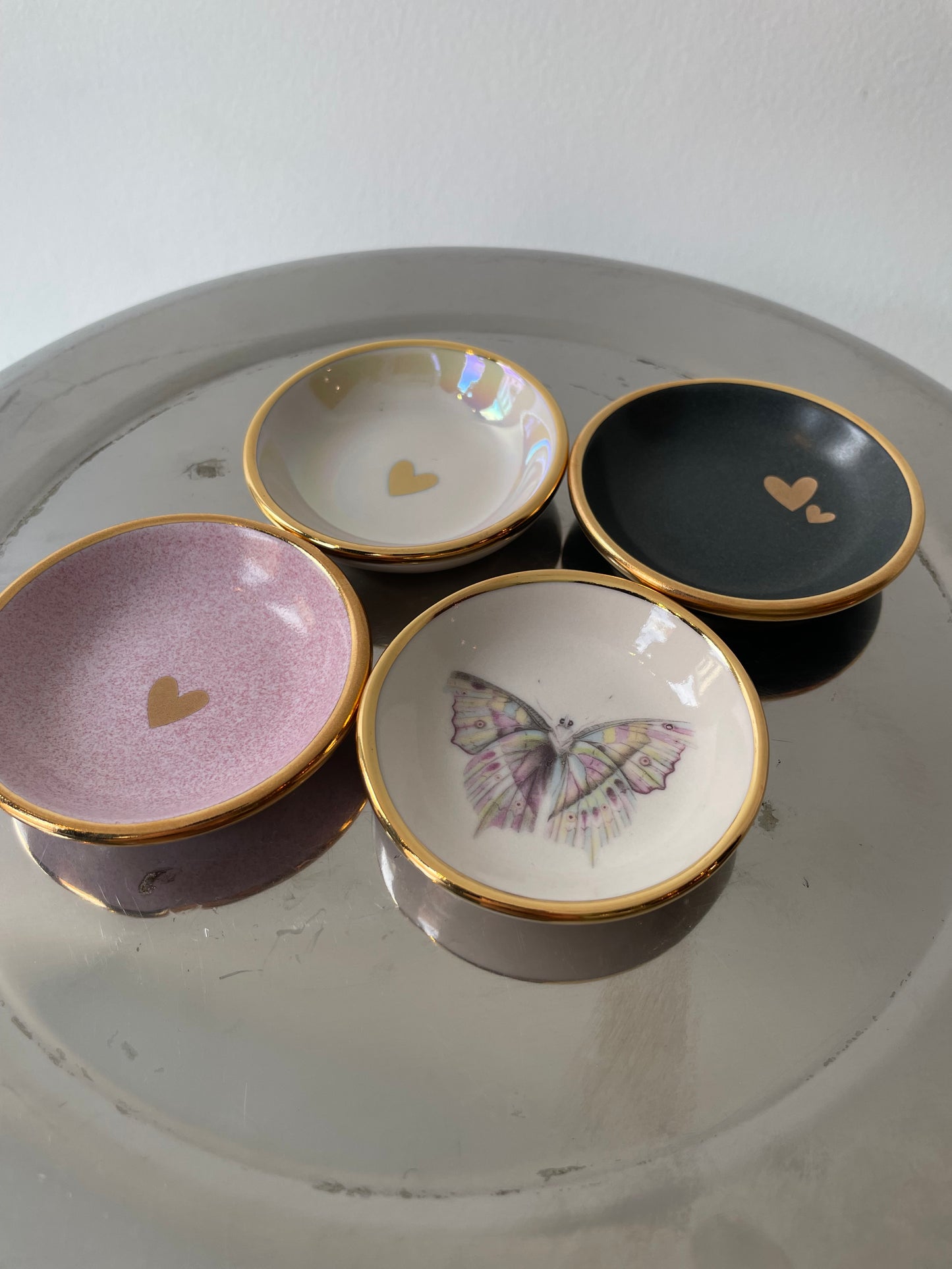 iridescent heart trinket dish