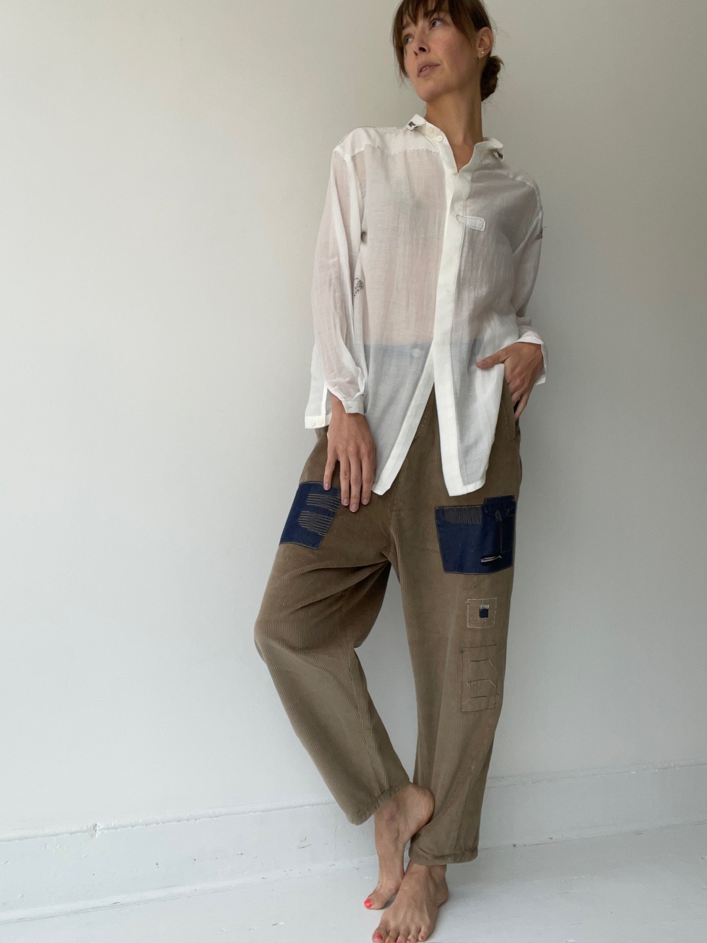 umit unal stitched collar blouse
