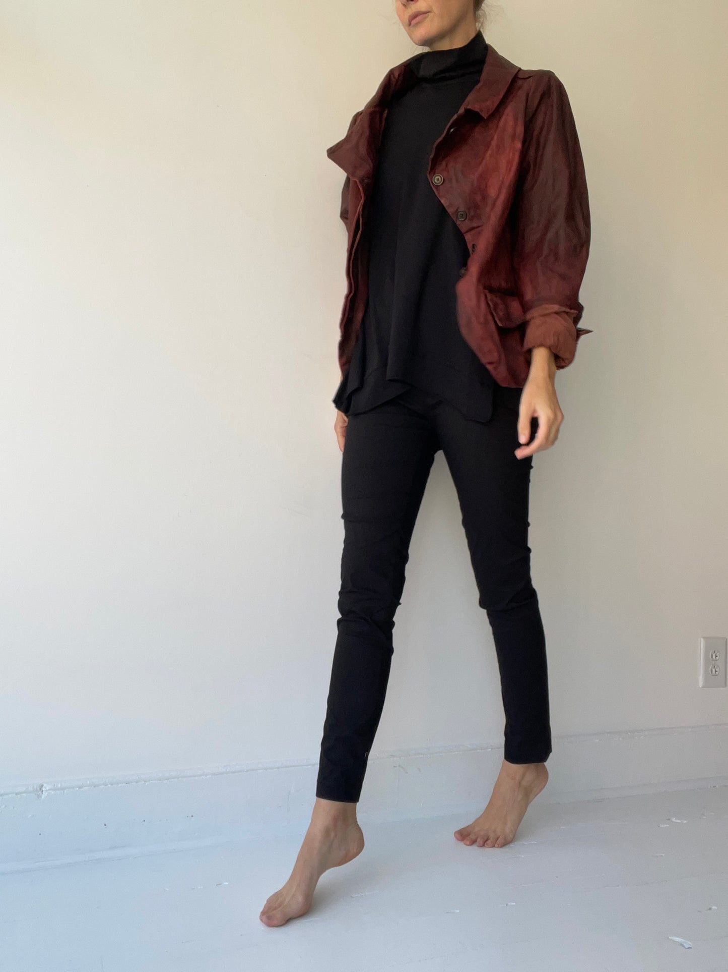 wide collar leather jacket