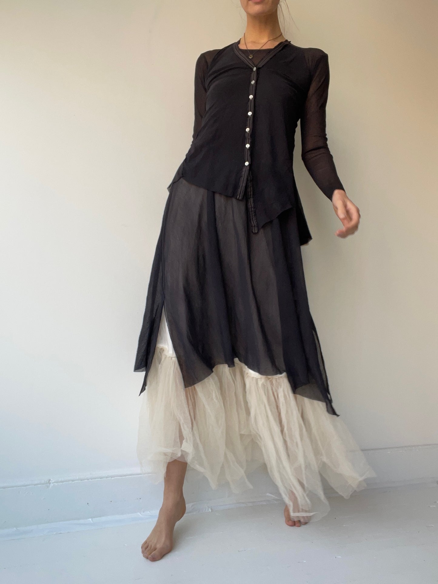 mesh cardigan BLACK
