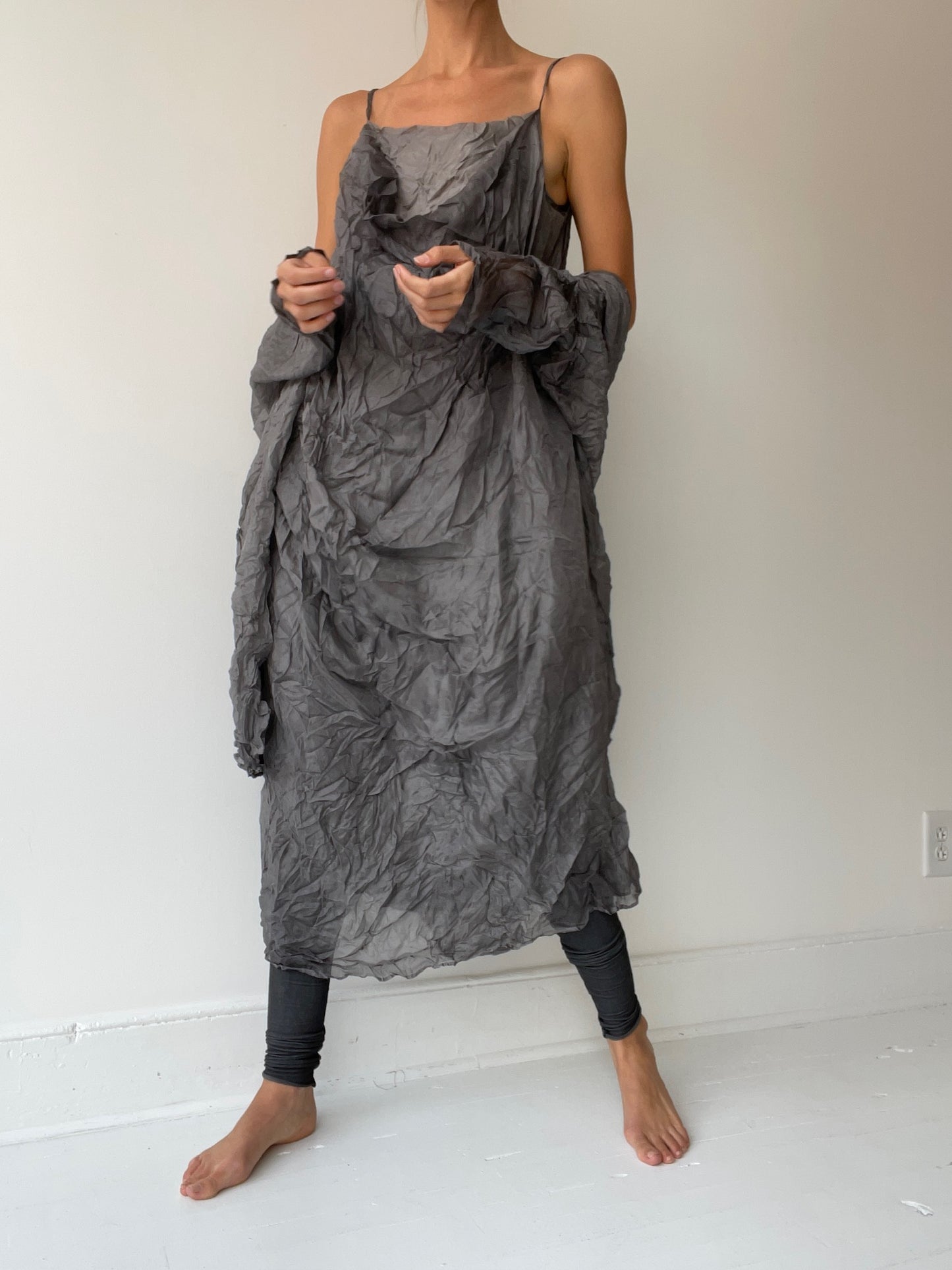 rundholz dip silk shirt dress GRAY