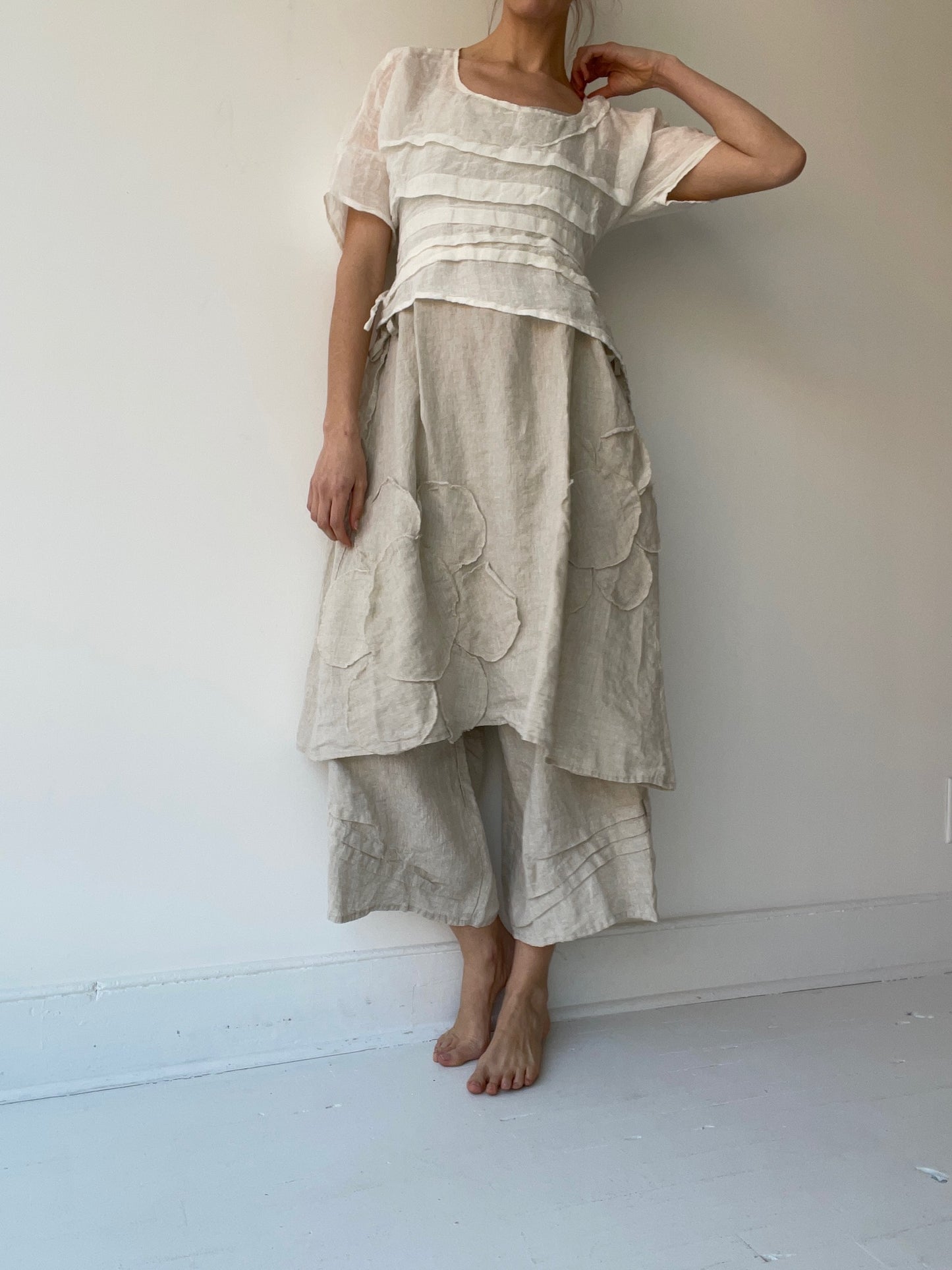 krista larson crop creased shirt short sleeve