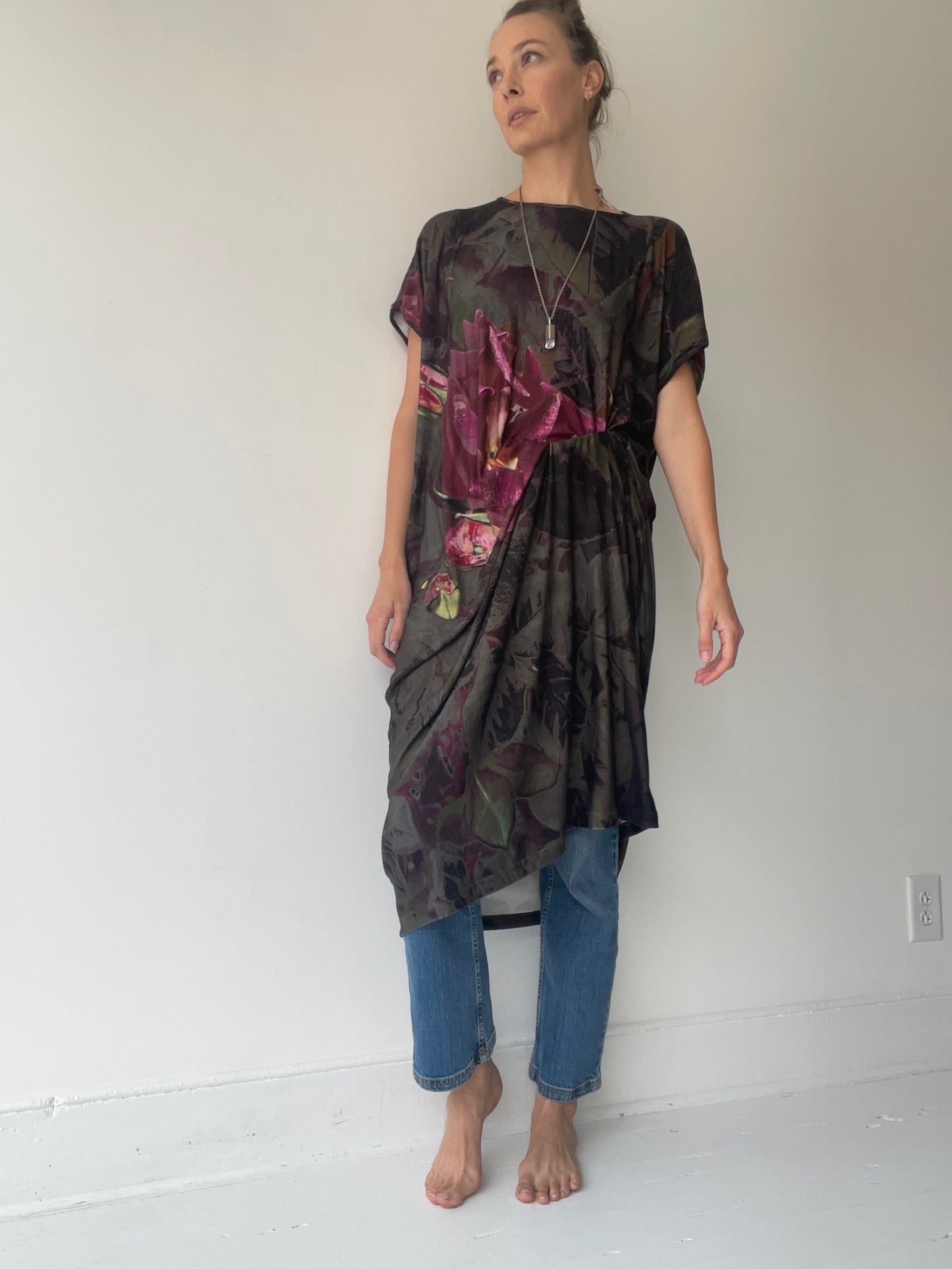barbara bologna rose print tube dress