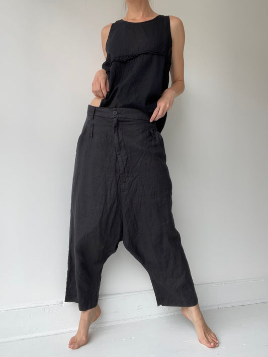 pal offner linen double belt loop trousers
