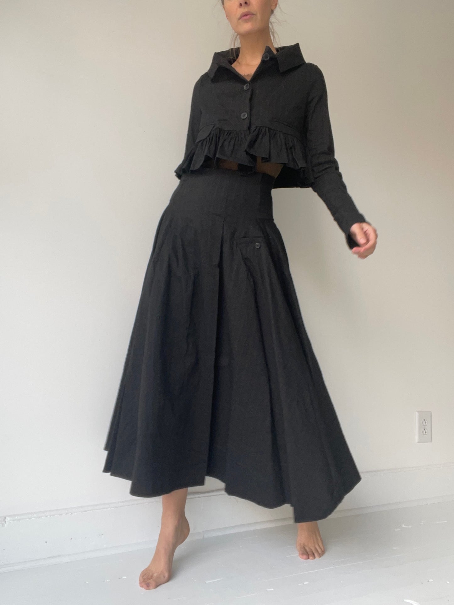 rundholz mainline cropped pinstripe jacket