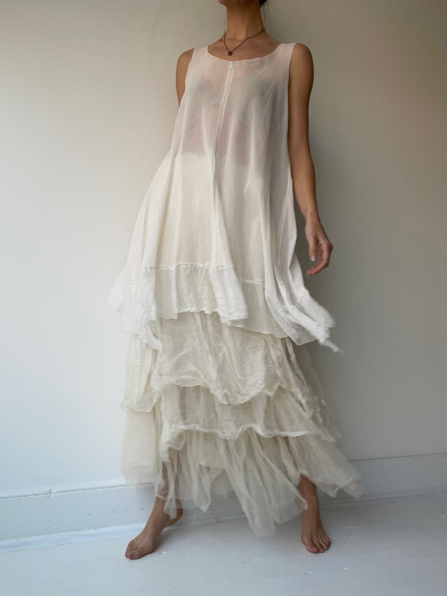 mesh chiffon tunic