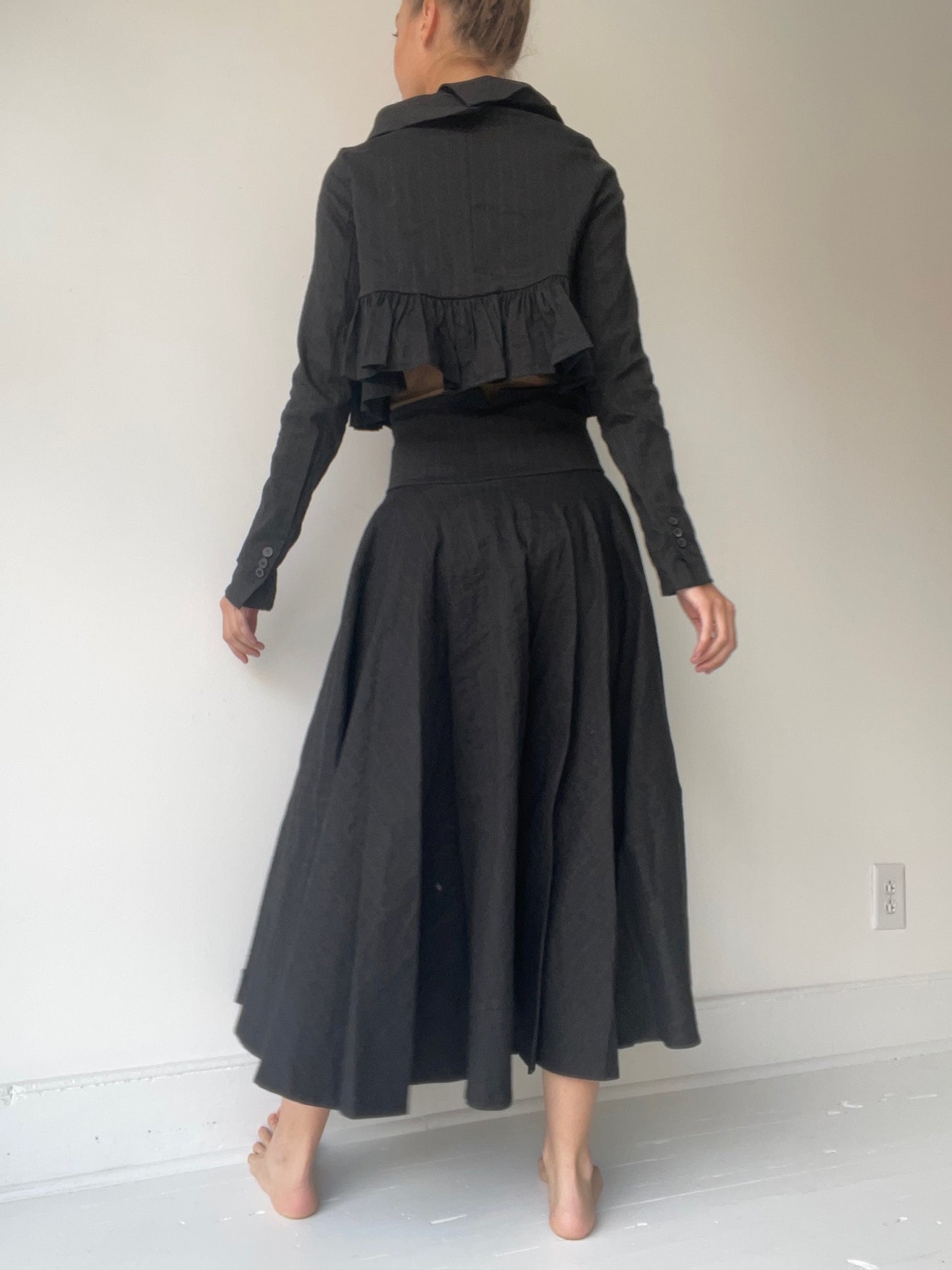long pinstripe skirt