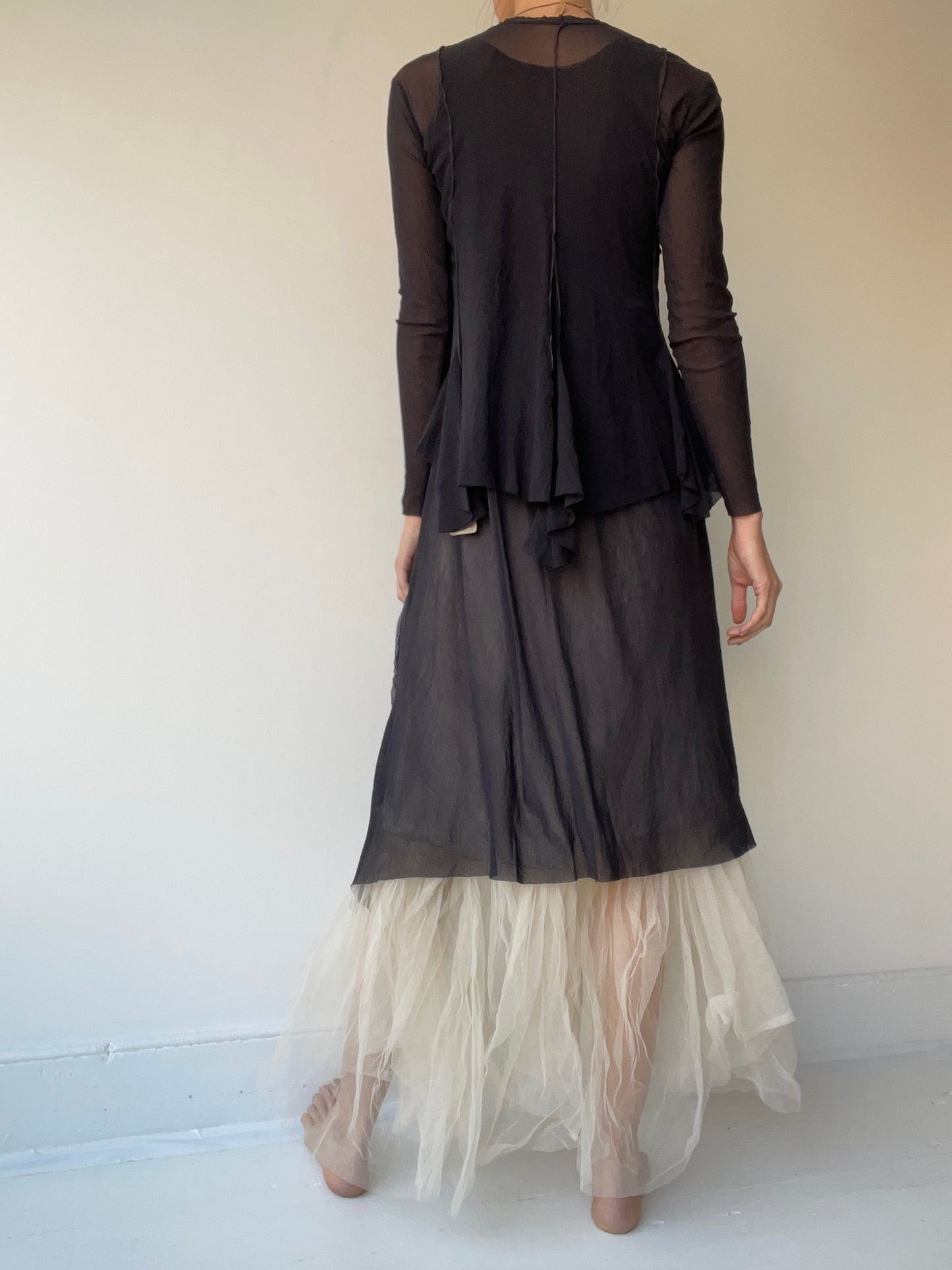mesh cardigan BLACK