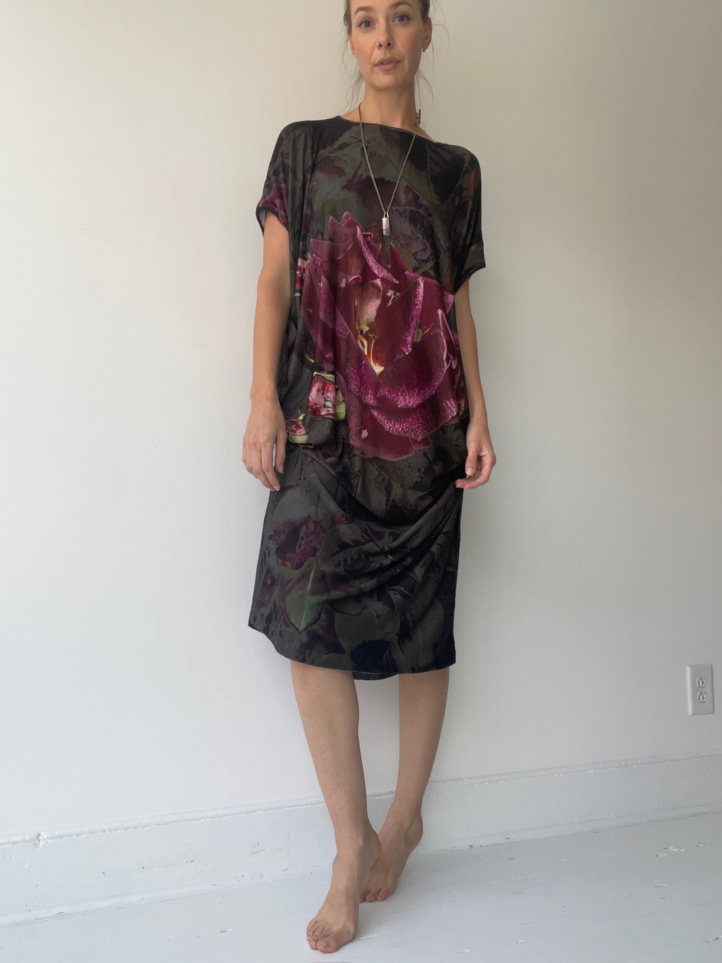 barbara bologna rose print tube dress