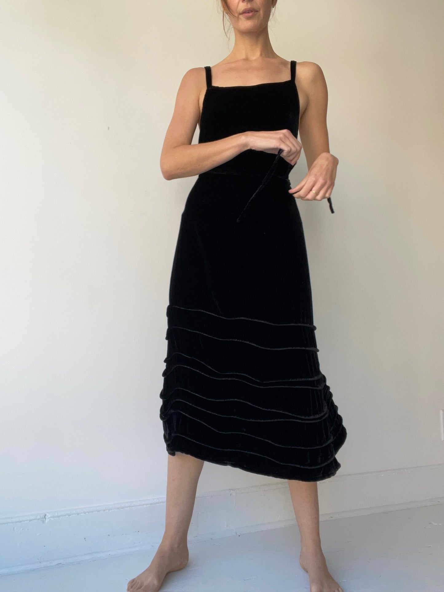 krista larson long spring slip black velvet