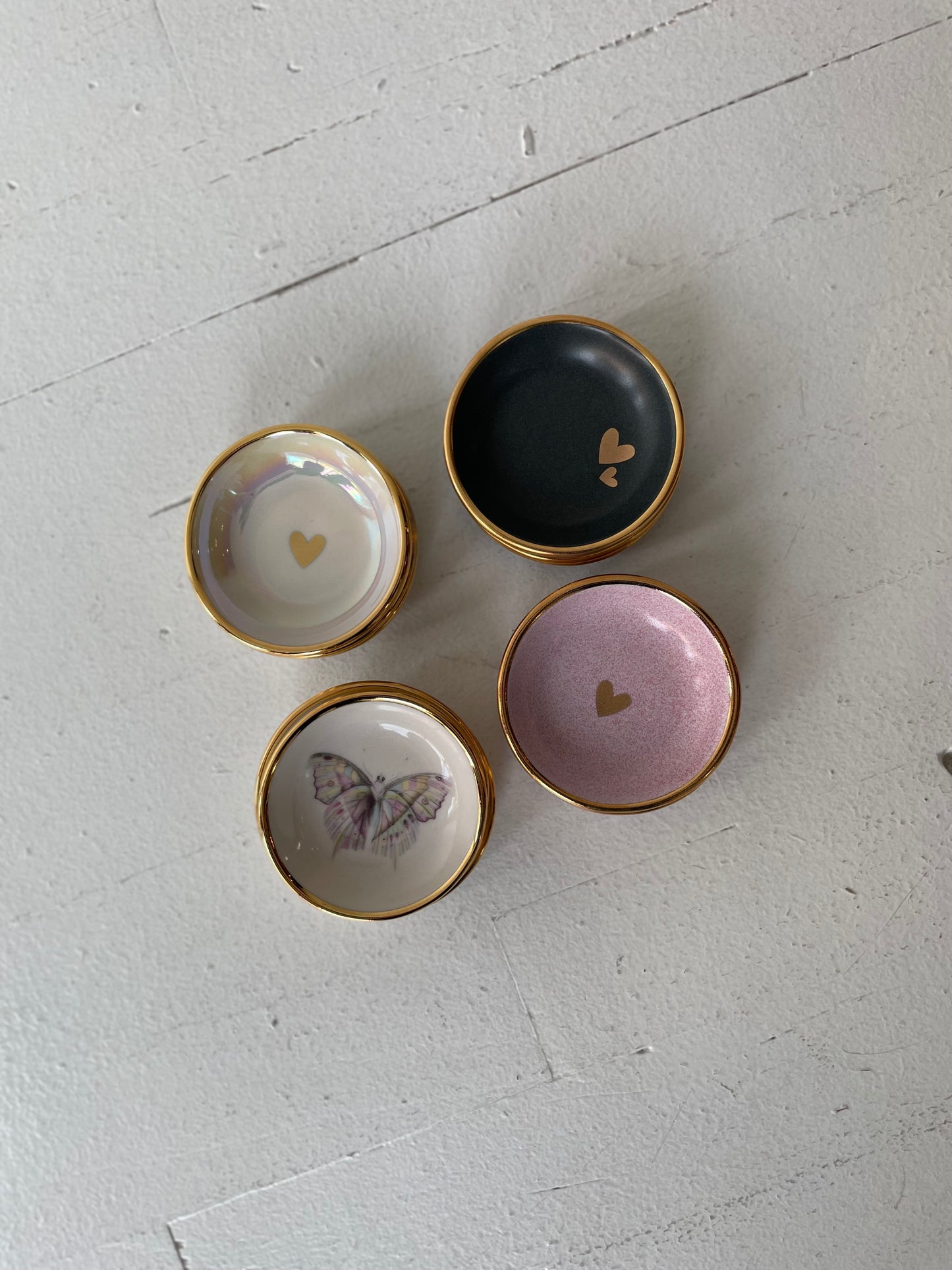 black double heart trinket dish