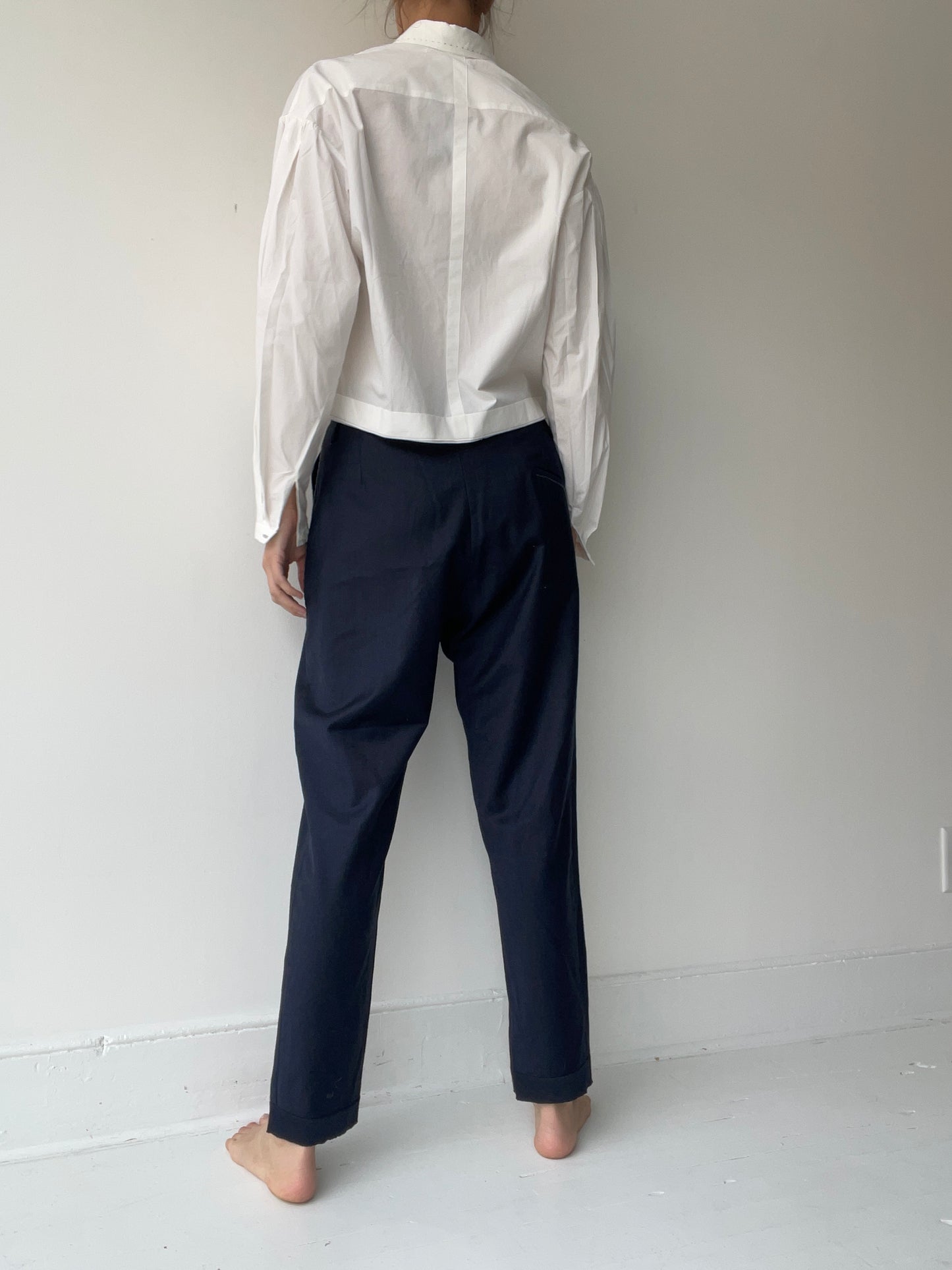 umit unal wool pleat pant navy