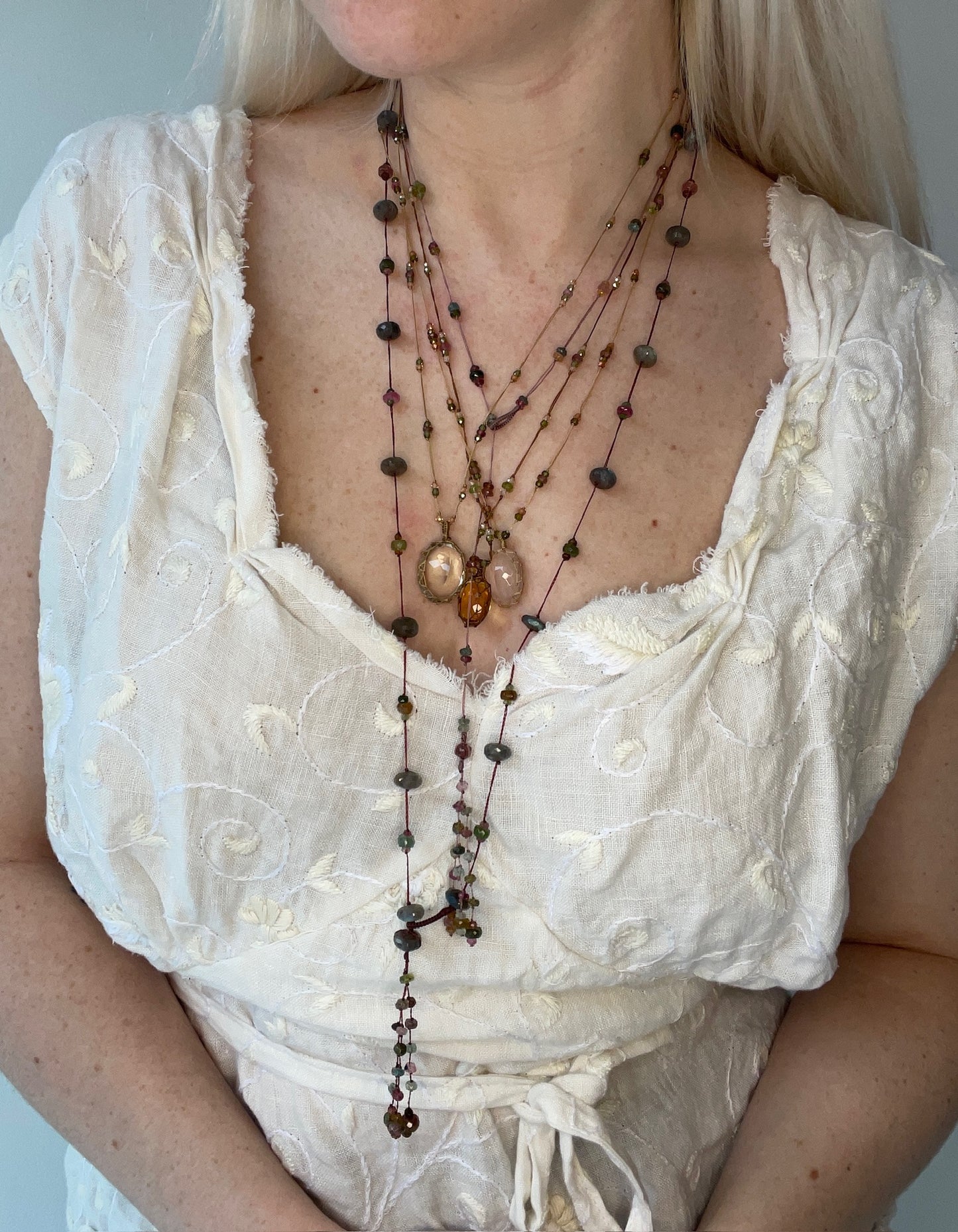 sharing pink quartz tibetan short necklace