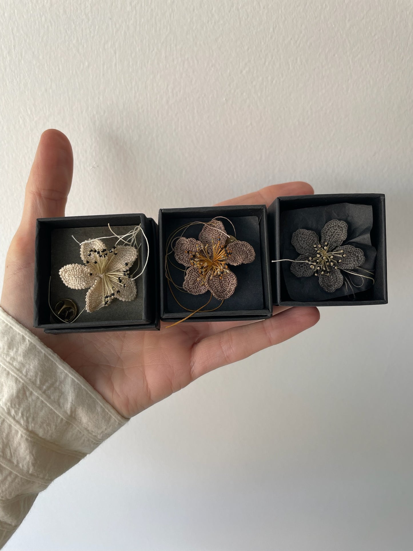 sarah lattes cream flower pin