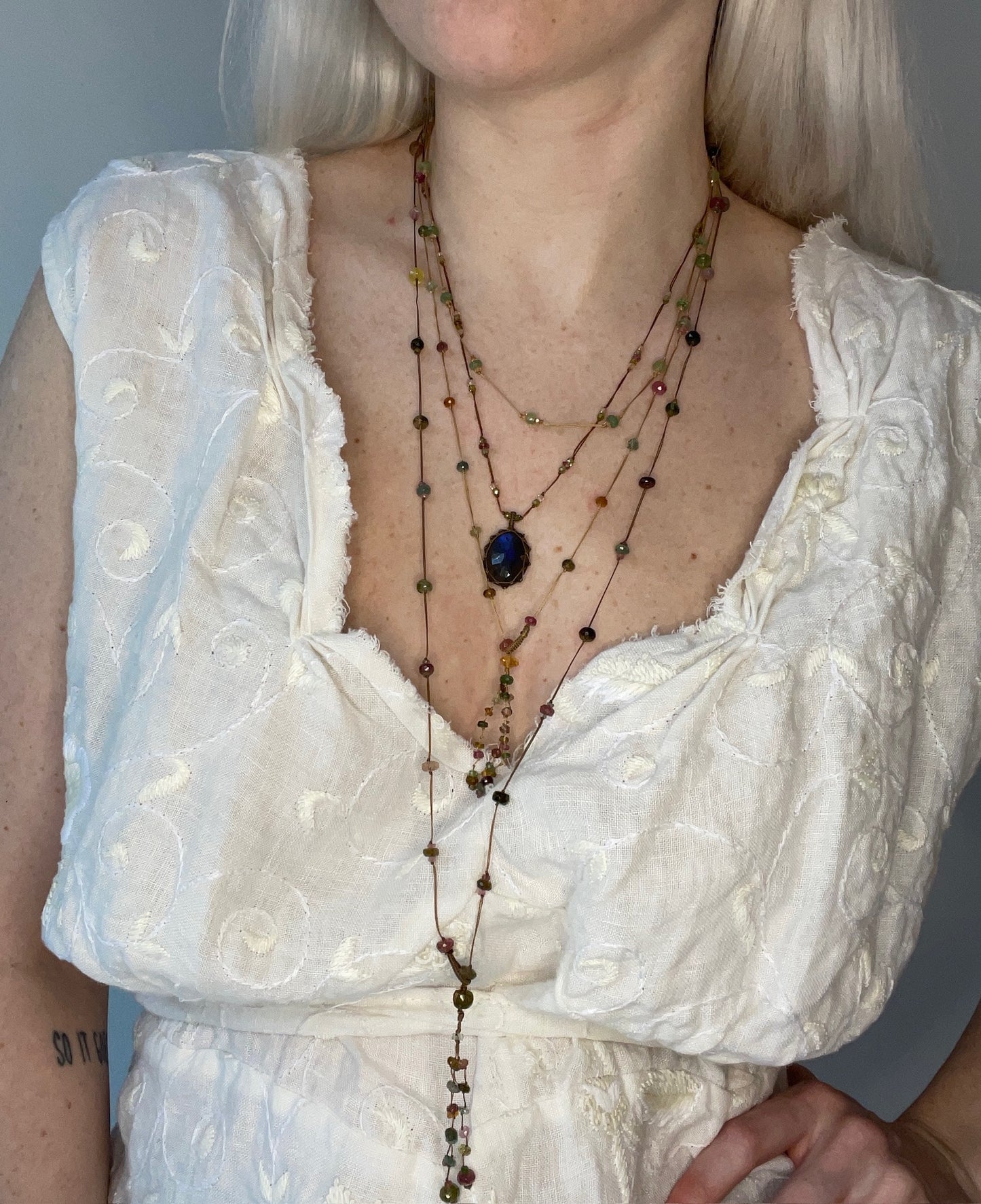 sharing holy tourmaline long necklace