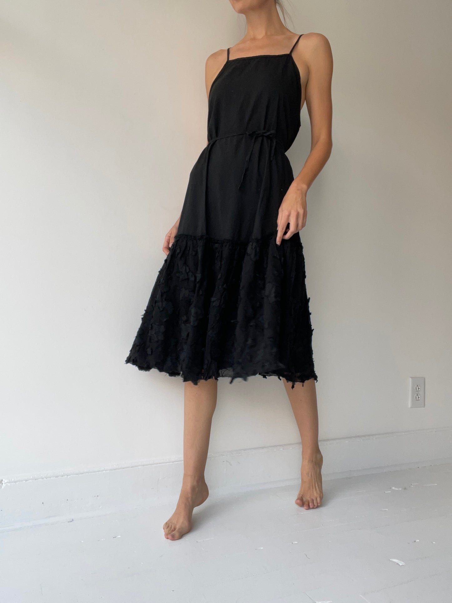long flower tulle slip