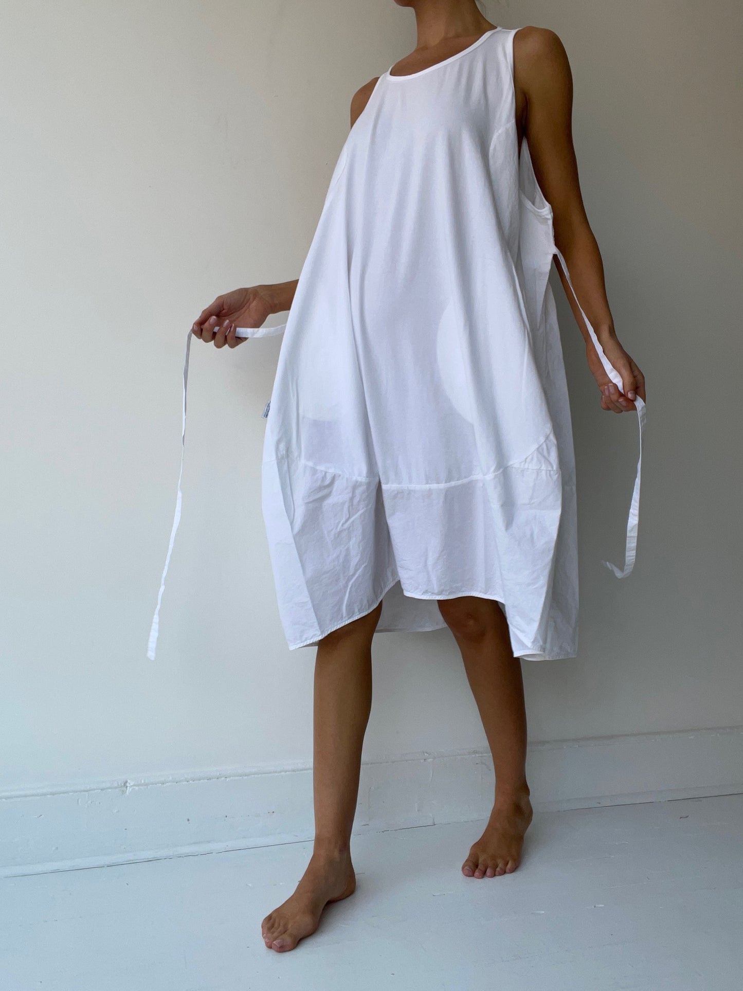 rundholz black label white cotton tie dress
