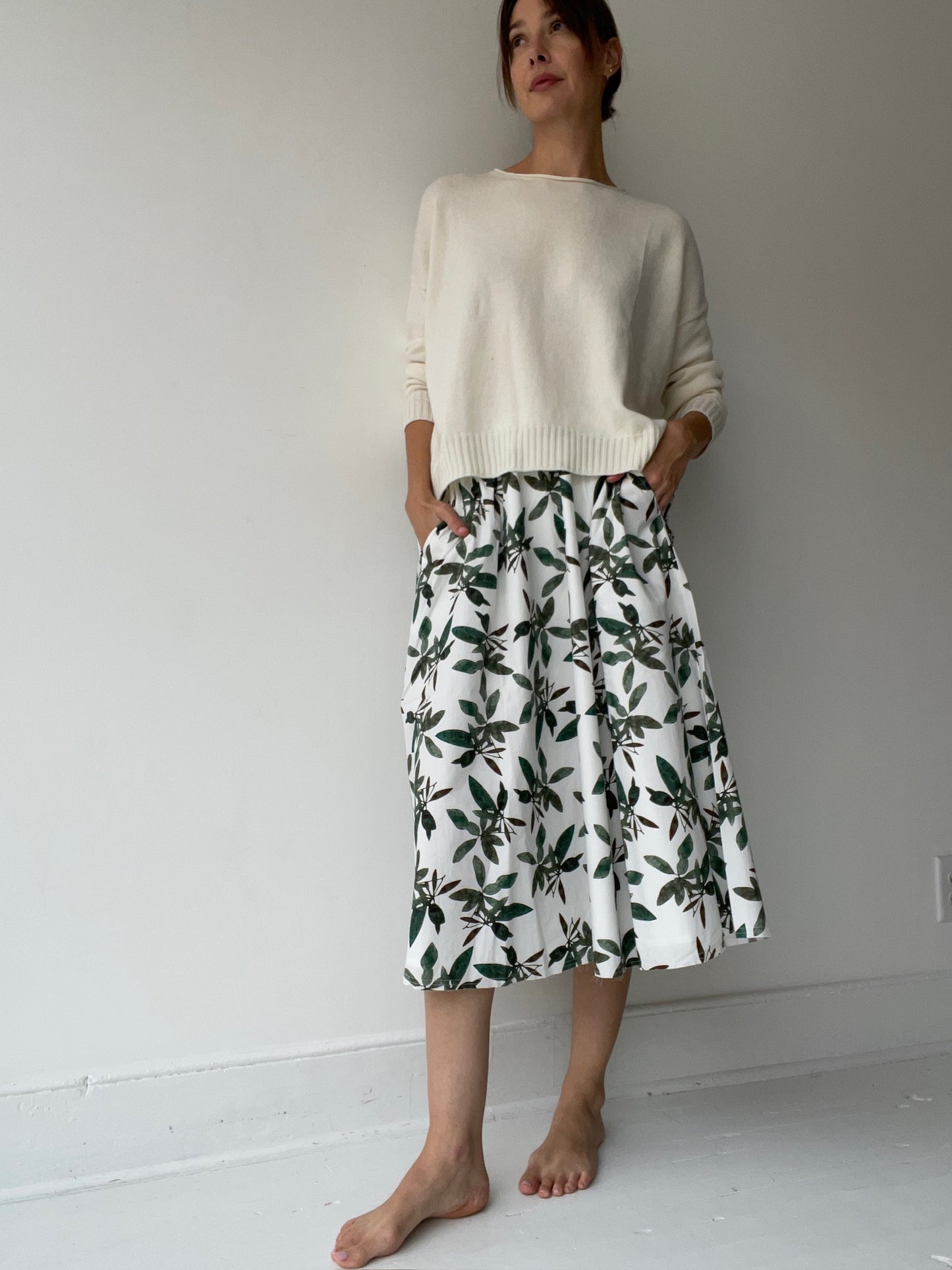 aequamente olive leaf skirt