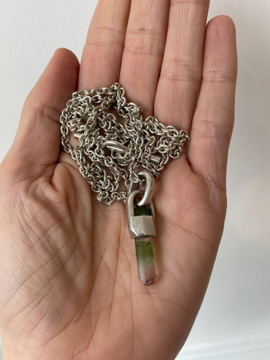 parts of 4 watermelon tourmaline talisman necklace