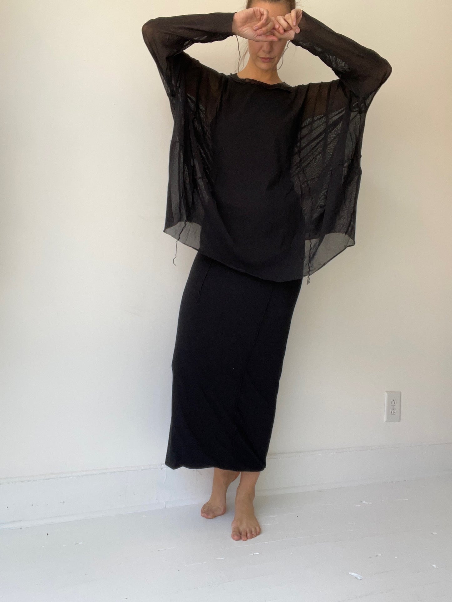 long sleeve mesh top