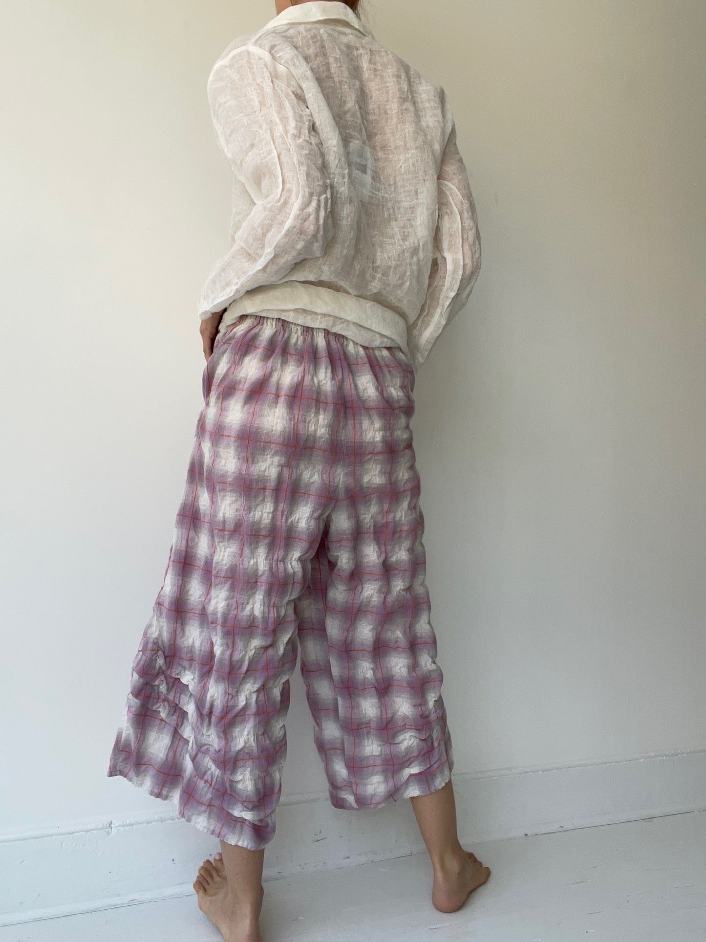 krista larson plaid basic detail pants