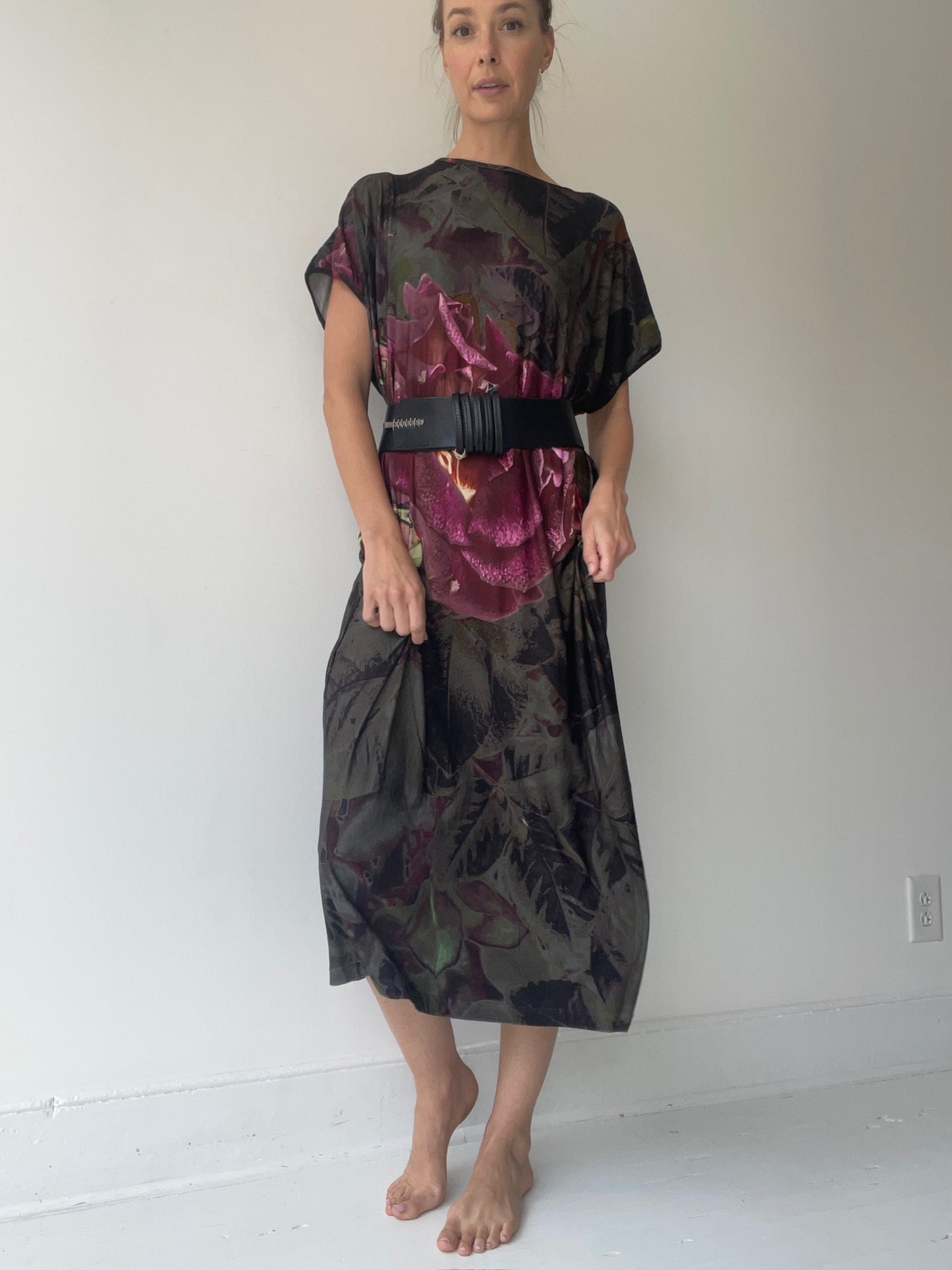 barbara bologna rose print tube dress