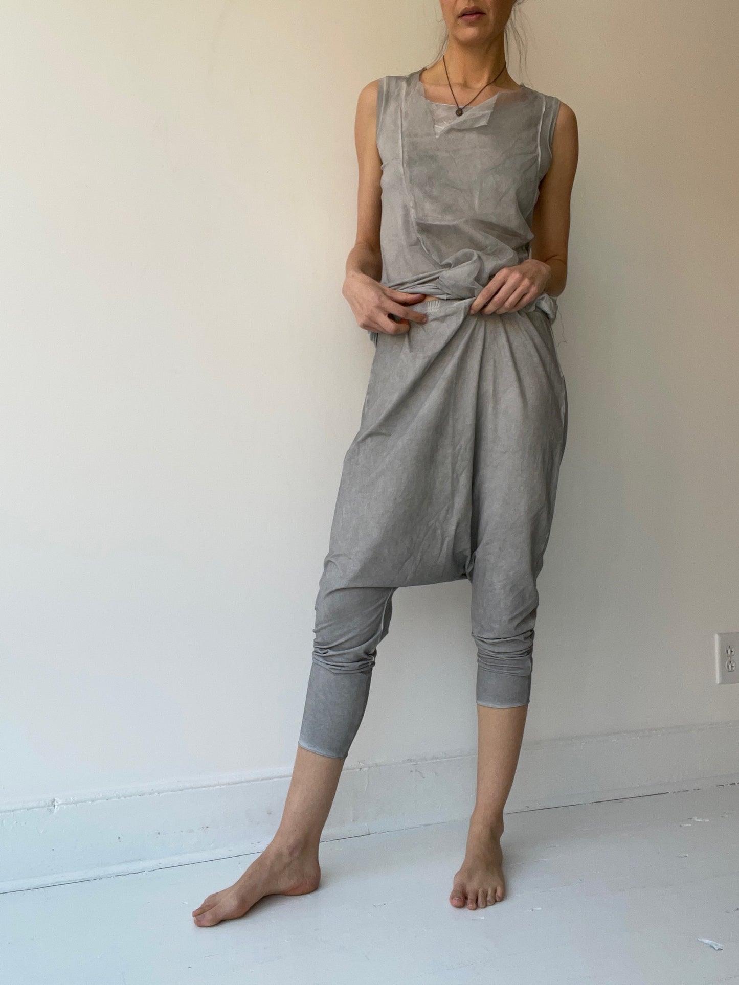 rundholz dip grey stretch drop trouser