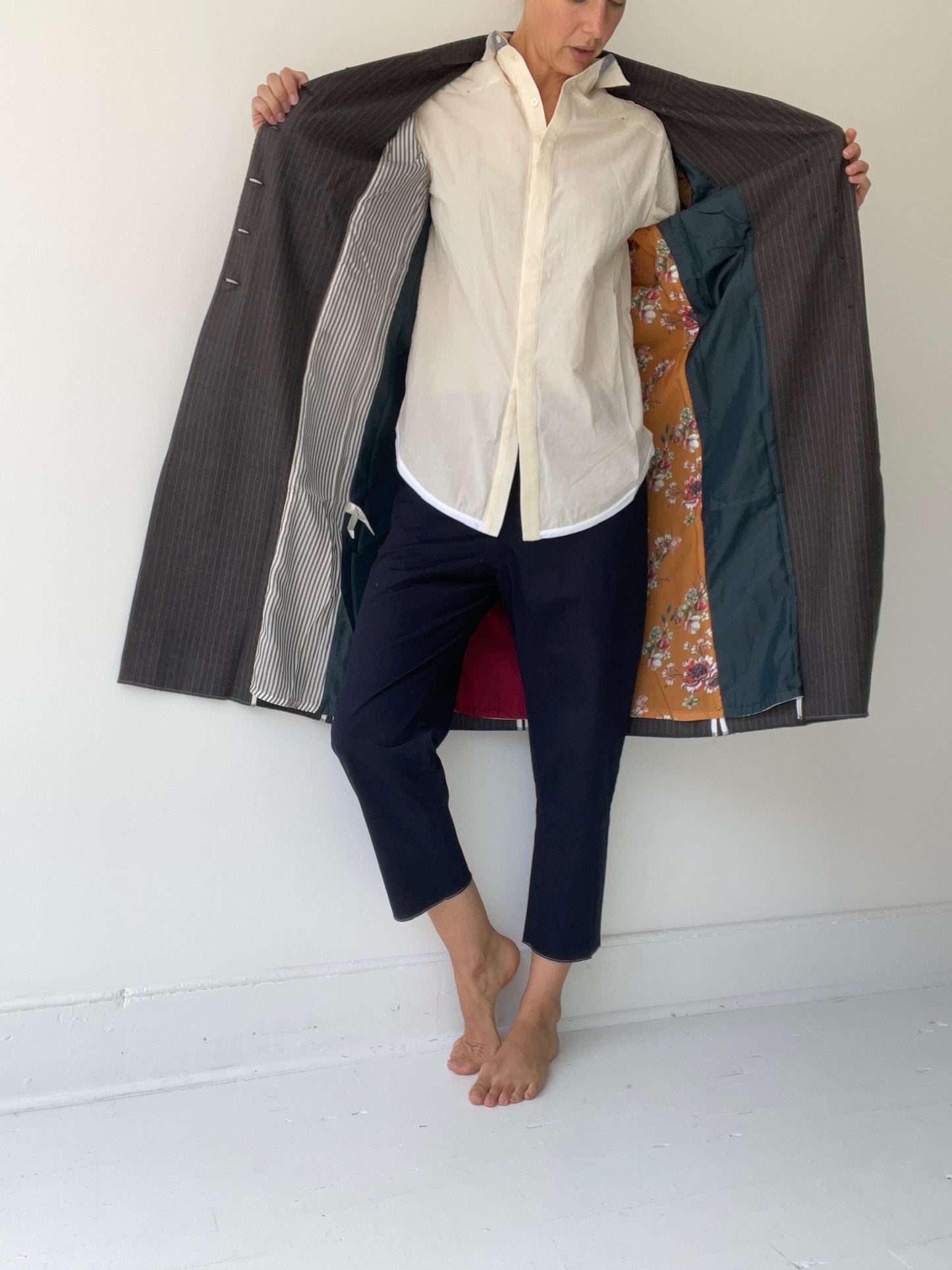 ümit ünal contrast stitch button up blouse