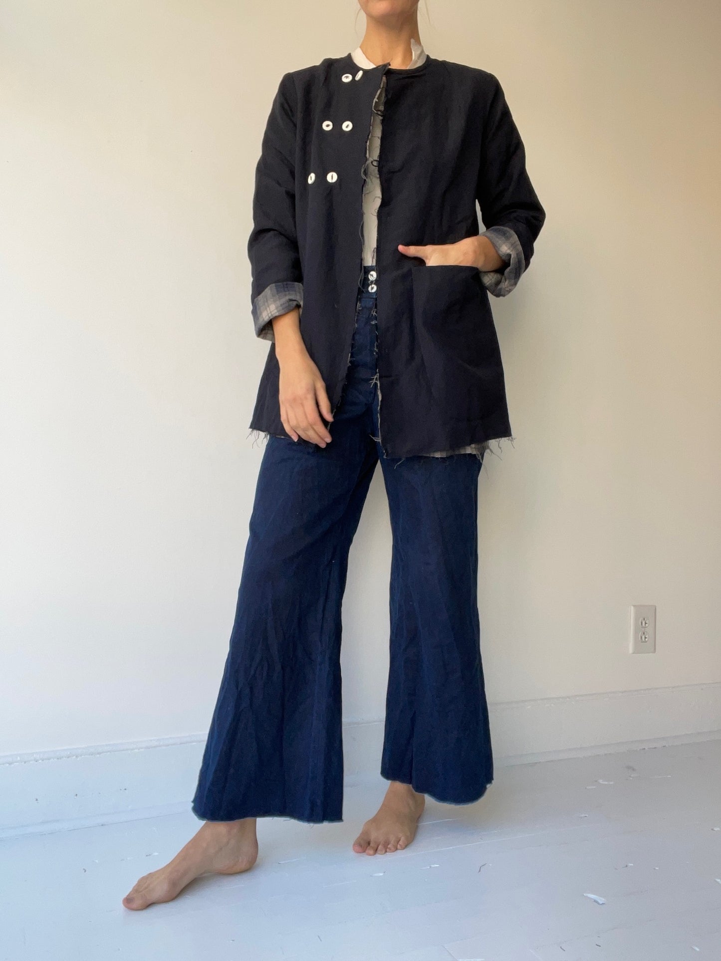 back pleat jacket reversible