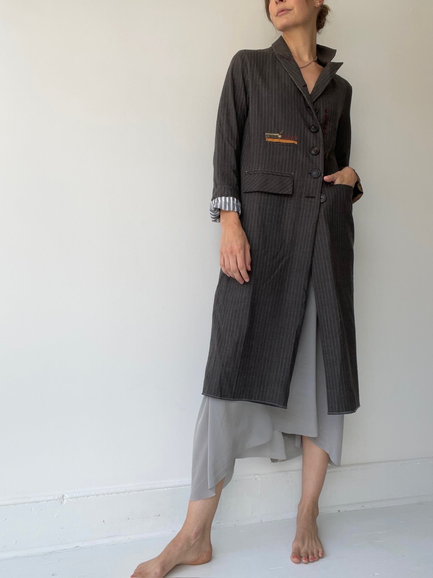 umit unal pinstripe coat