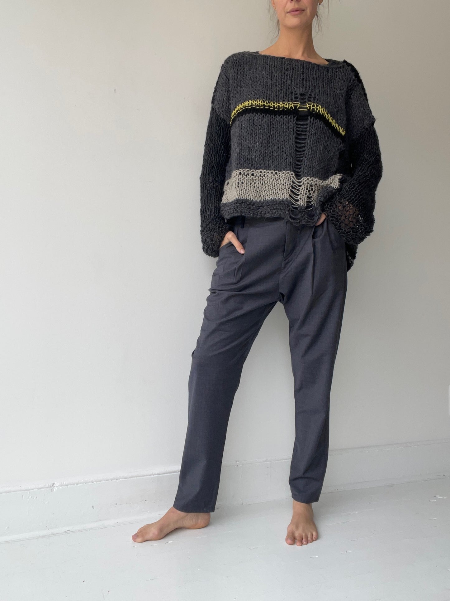 umit unal open knit sweater