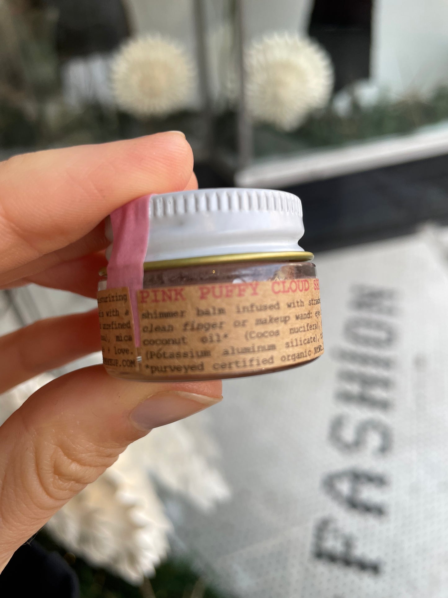 plant makeup pink puffy cloud shimmer balm