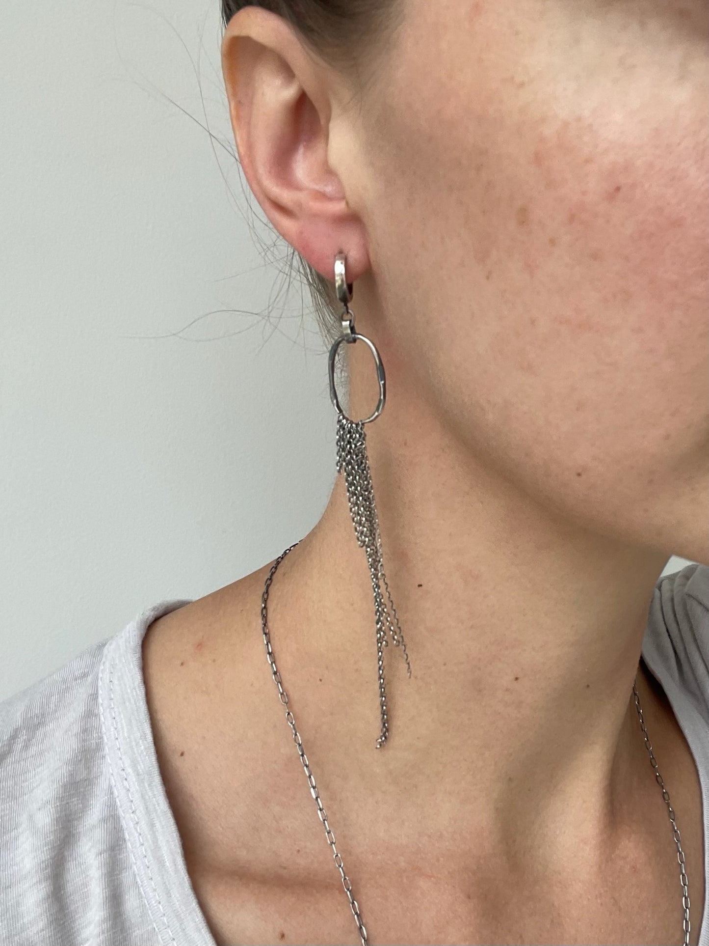 long silver earrings
