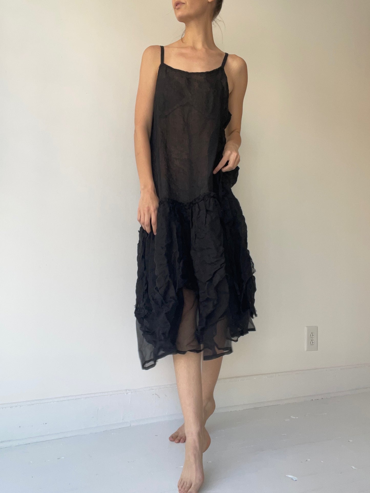 krista larson black long vintage slip