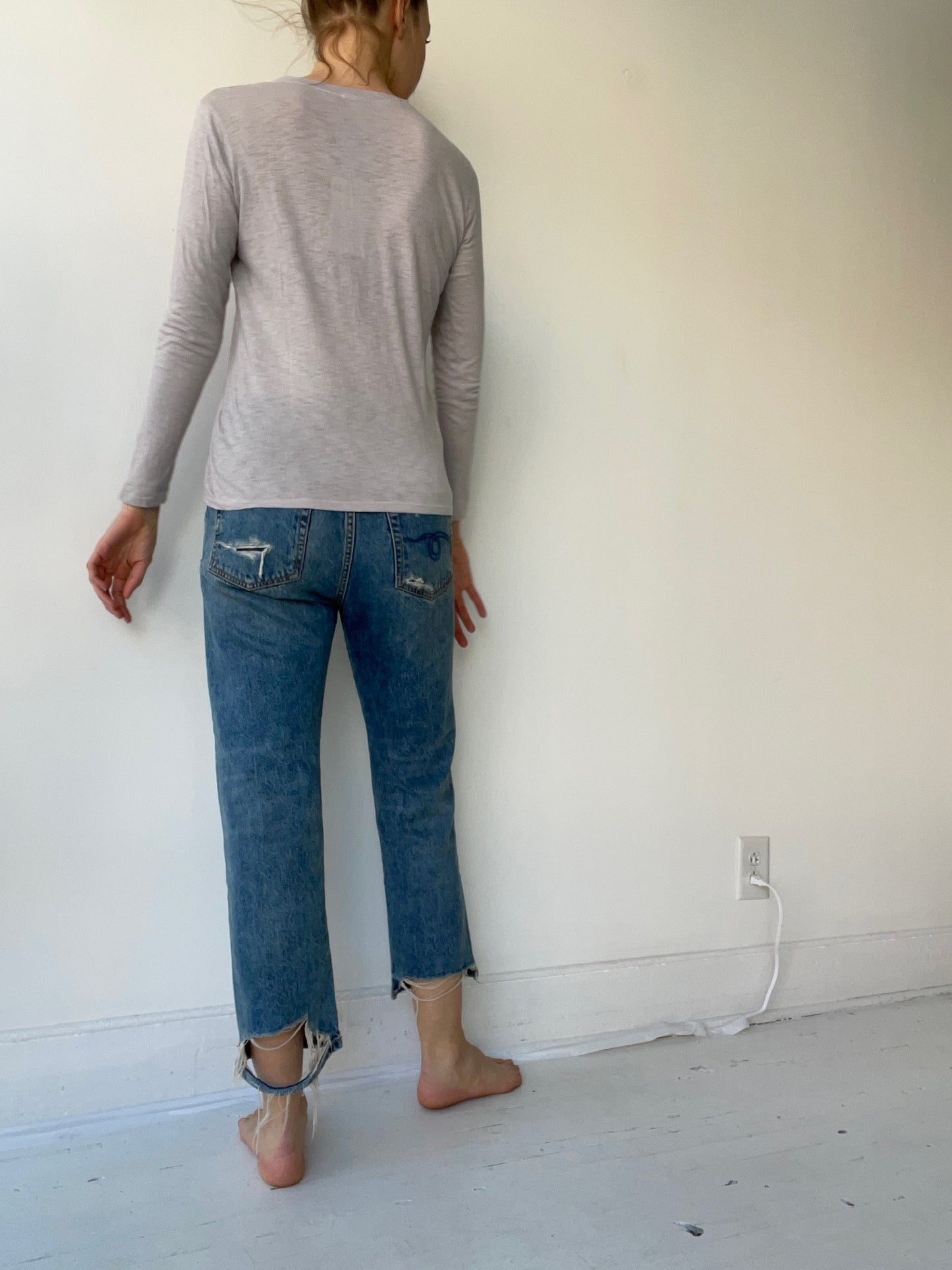 it is well grey long sleeve v-neck tee