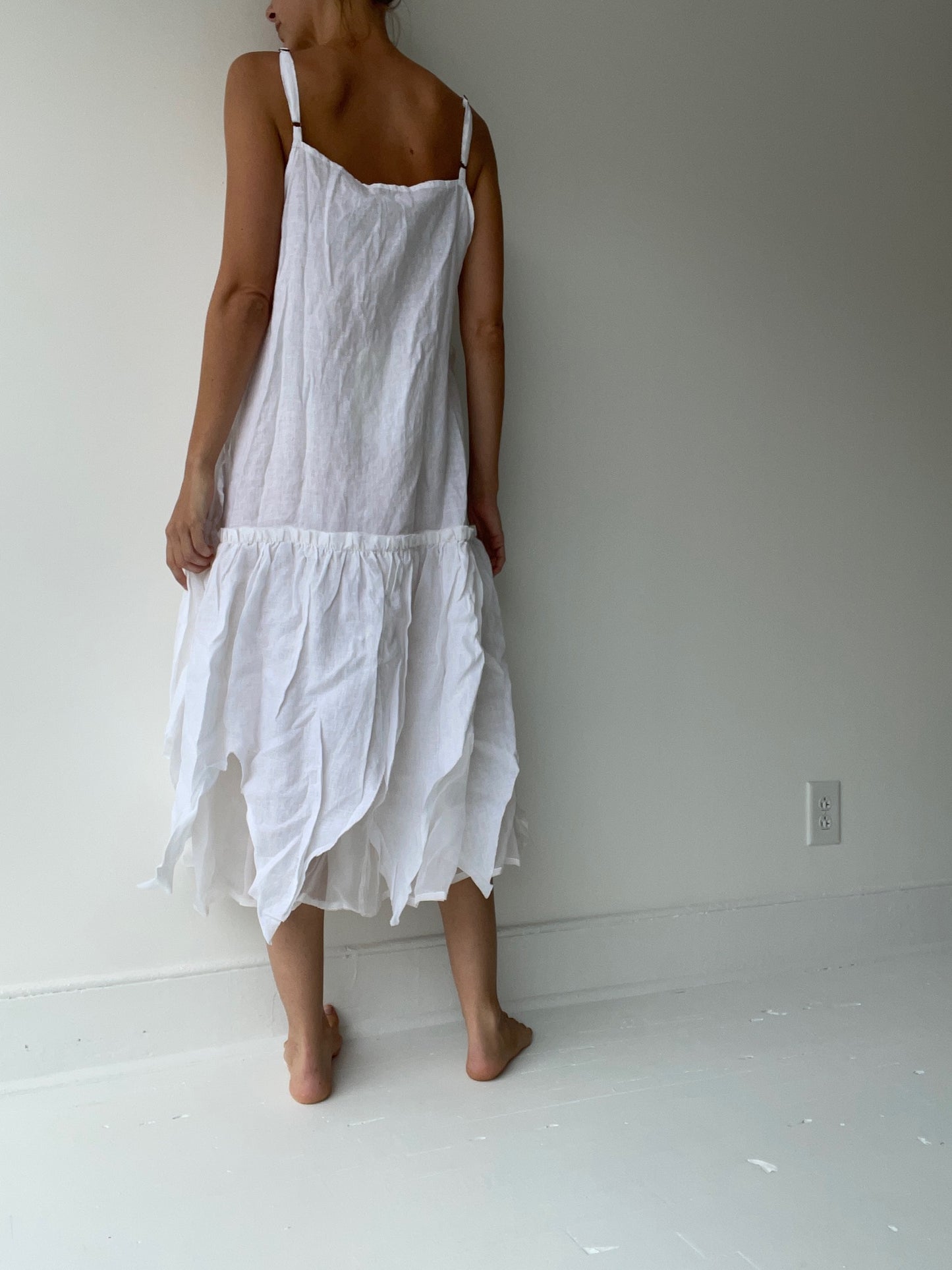krista larson white long vintage slip