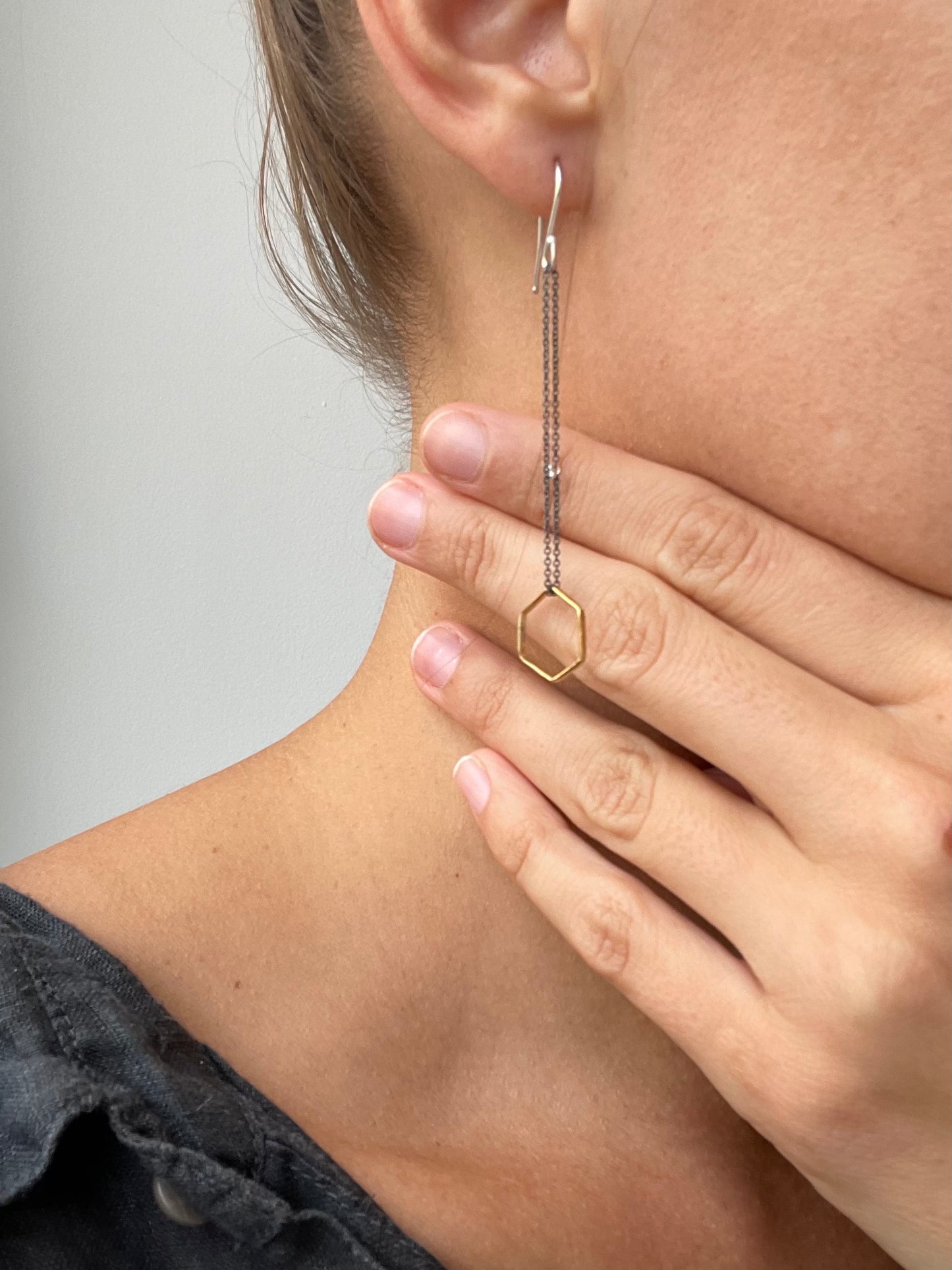 hex chain earrings