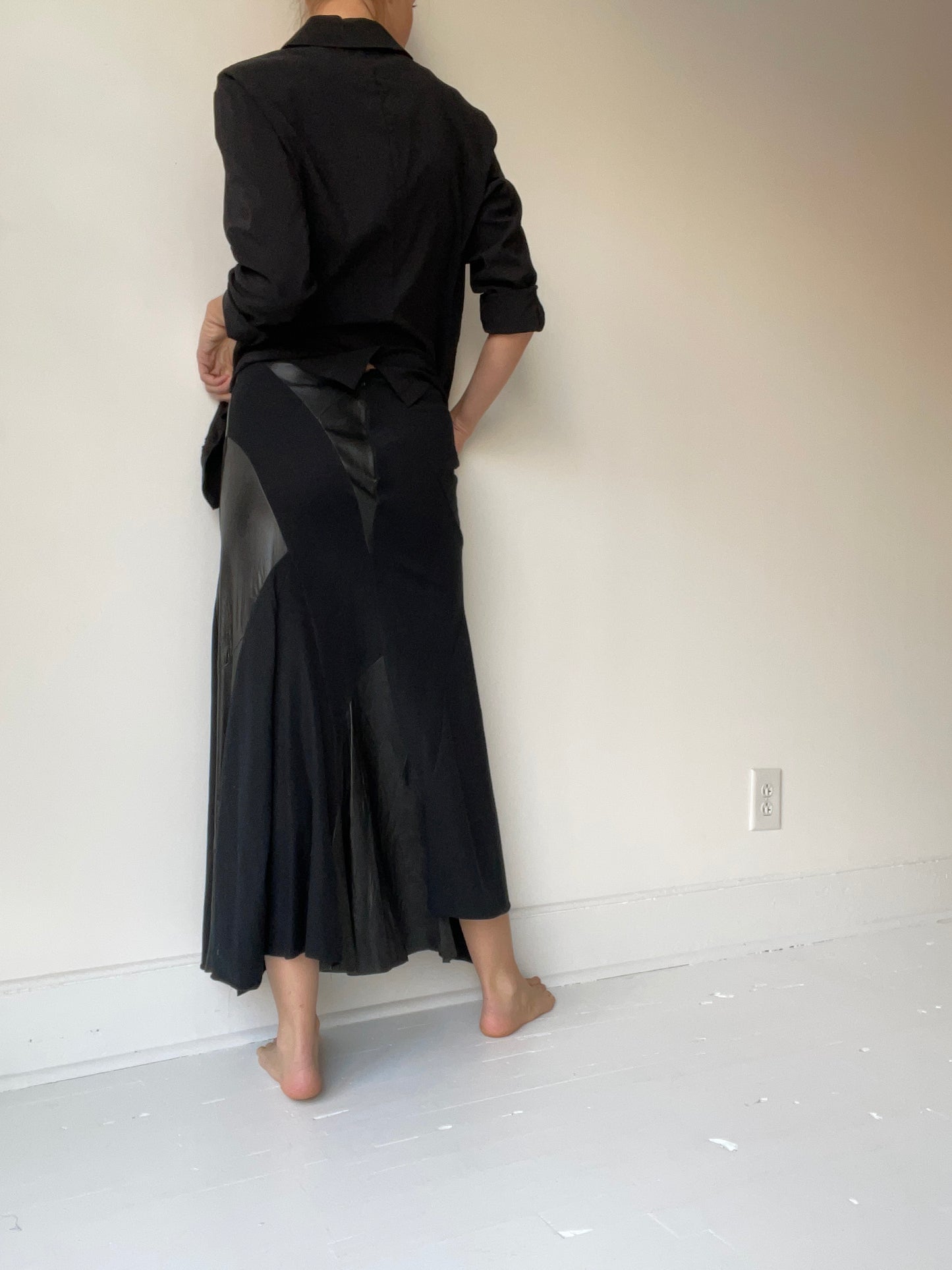 preloved leather patch skirt