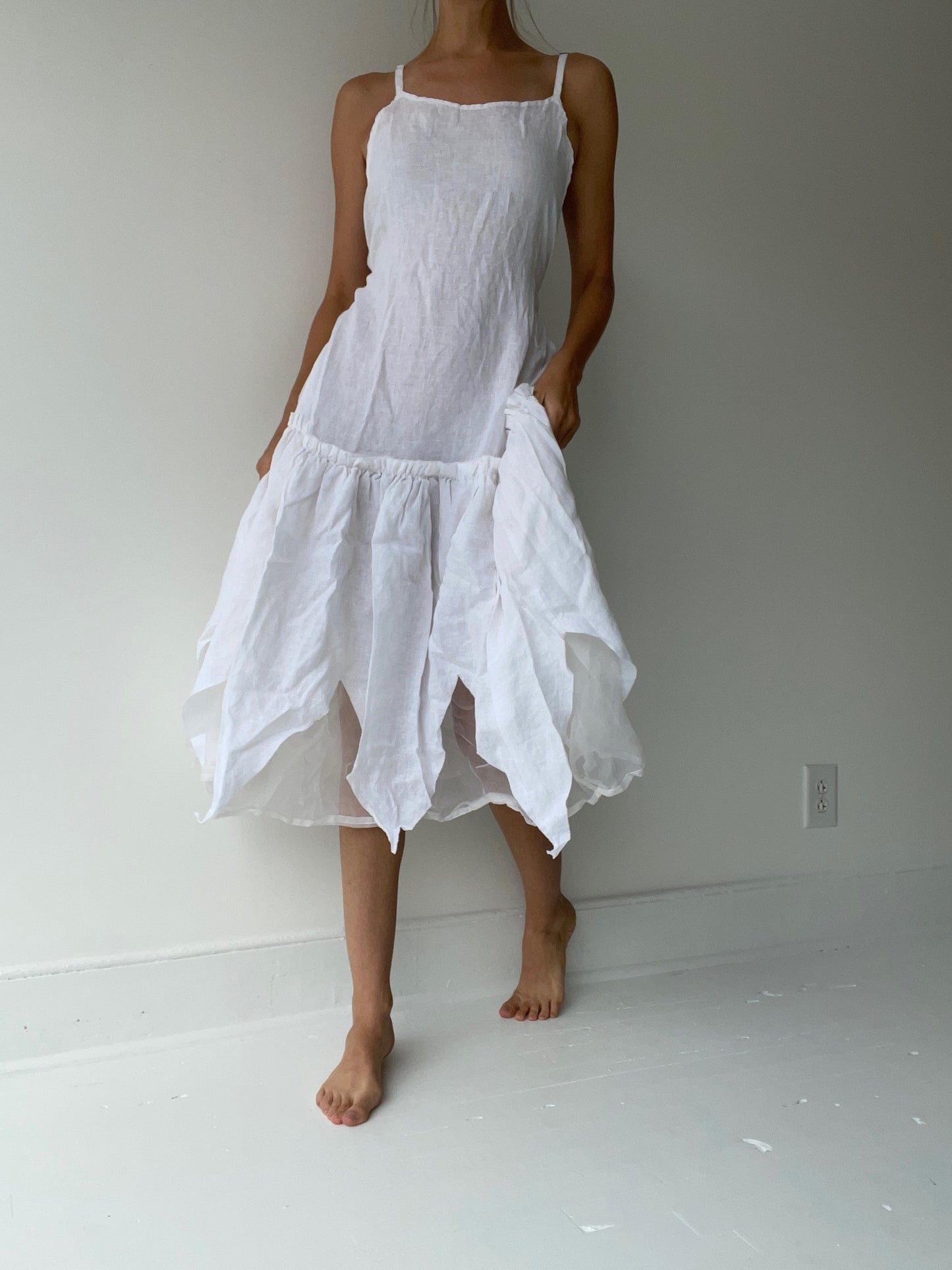 krista larson white long vintage slip