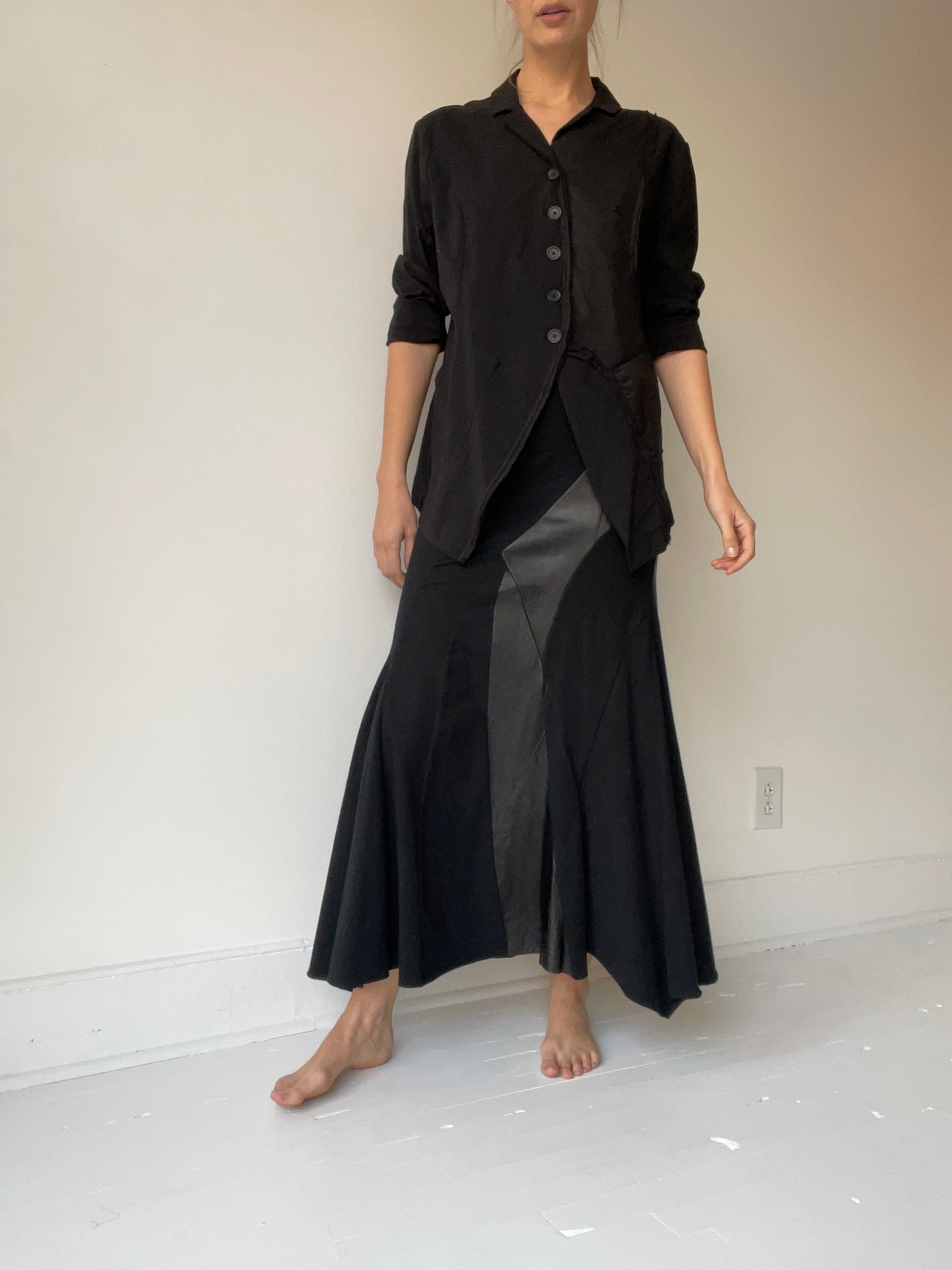 preloved leather patch skirt