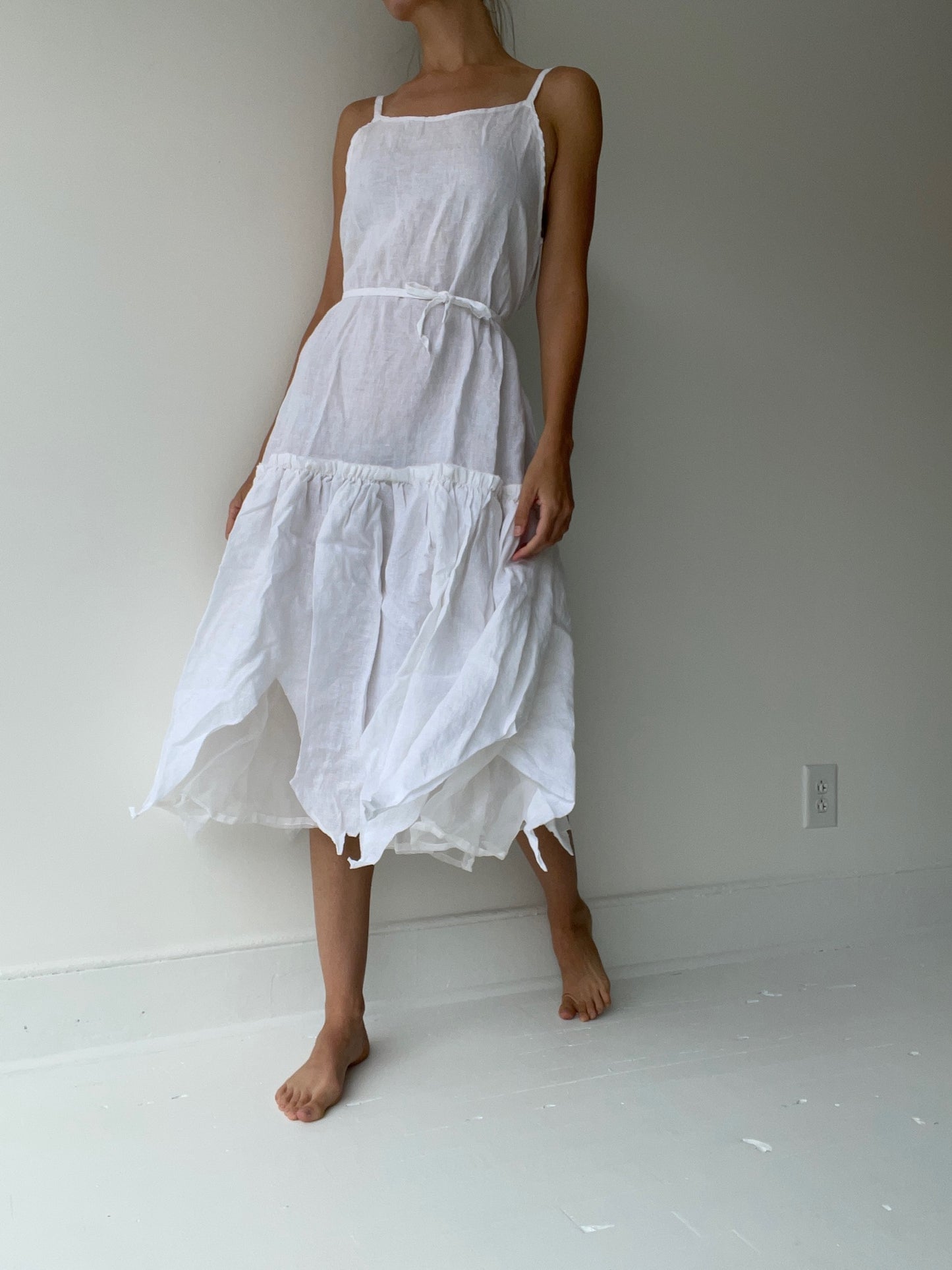 krista larson white long vintage slip