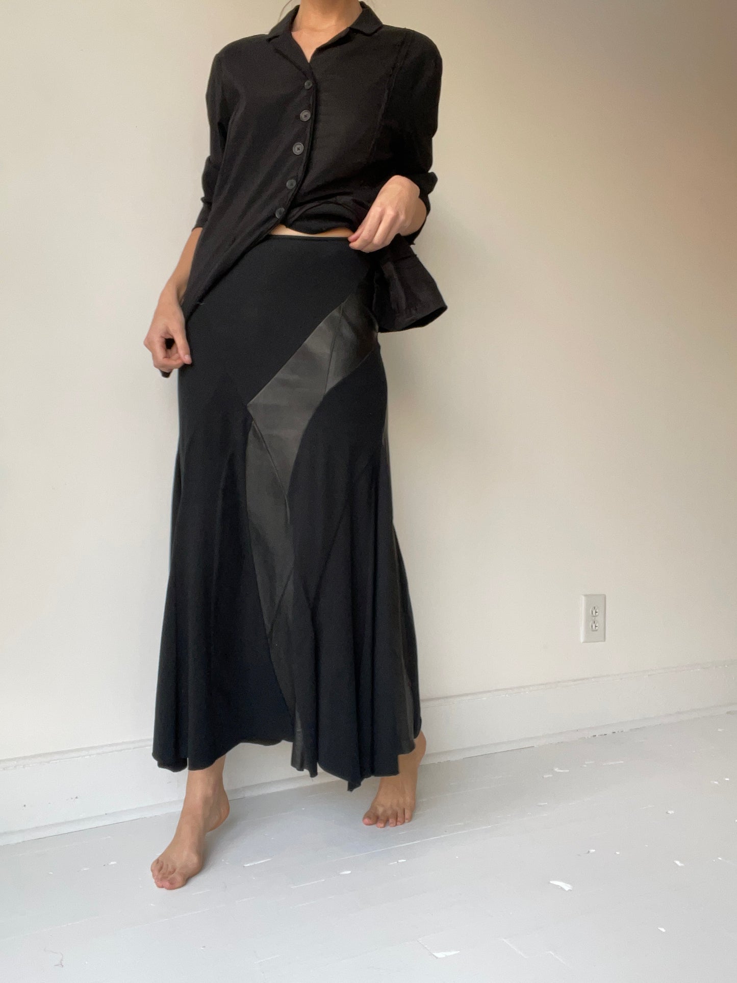 preloved leather patch skirt