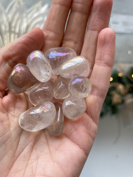 tumbled angel aura quartz crystal