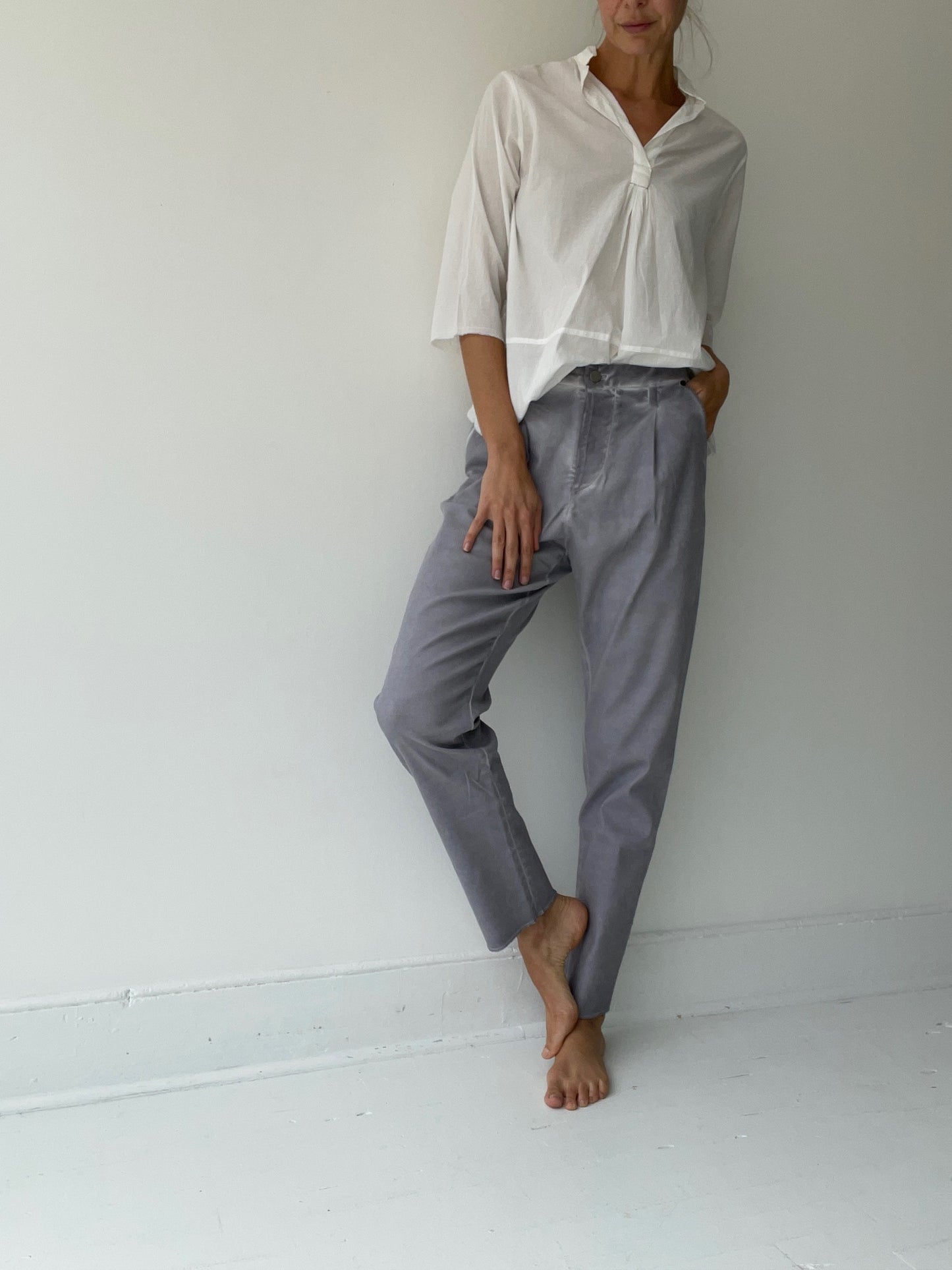 a ümit ünal washed jean pants in color: washed blue