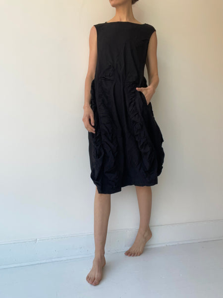 rundholz dip black sleeveless rouched dress