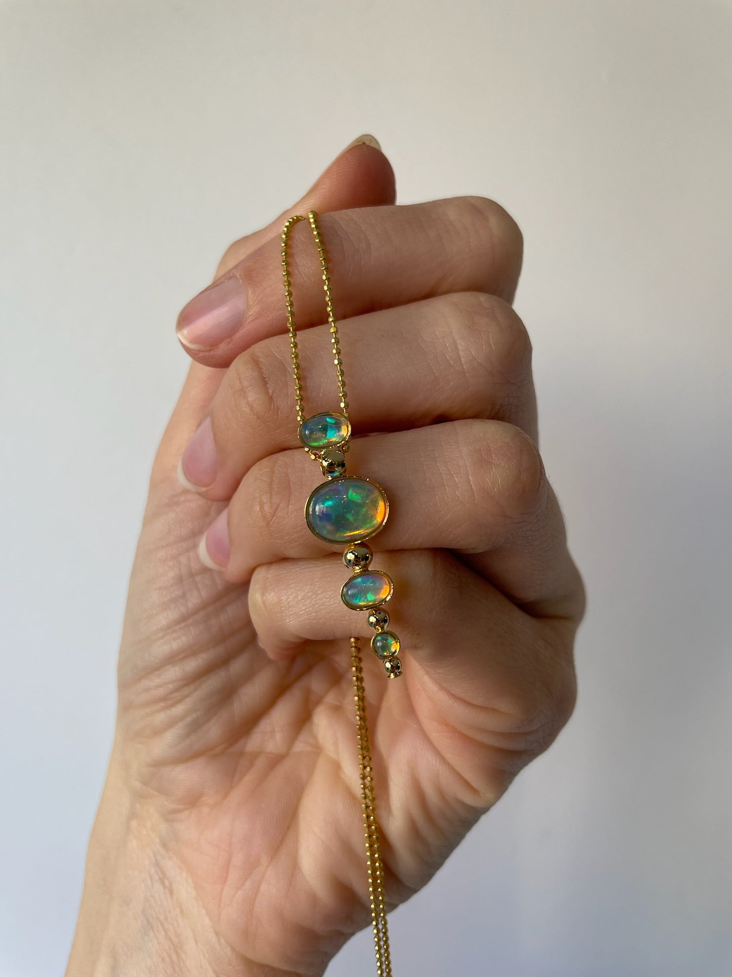 Gold necklace with beautiful opalite pendant