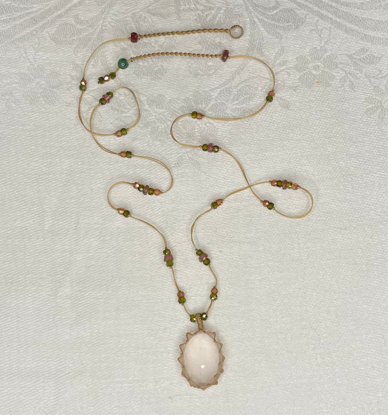 a sharing pink quartz tibetan short necklace
