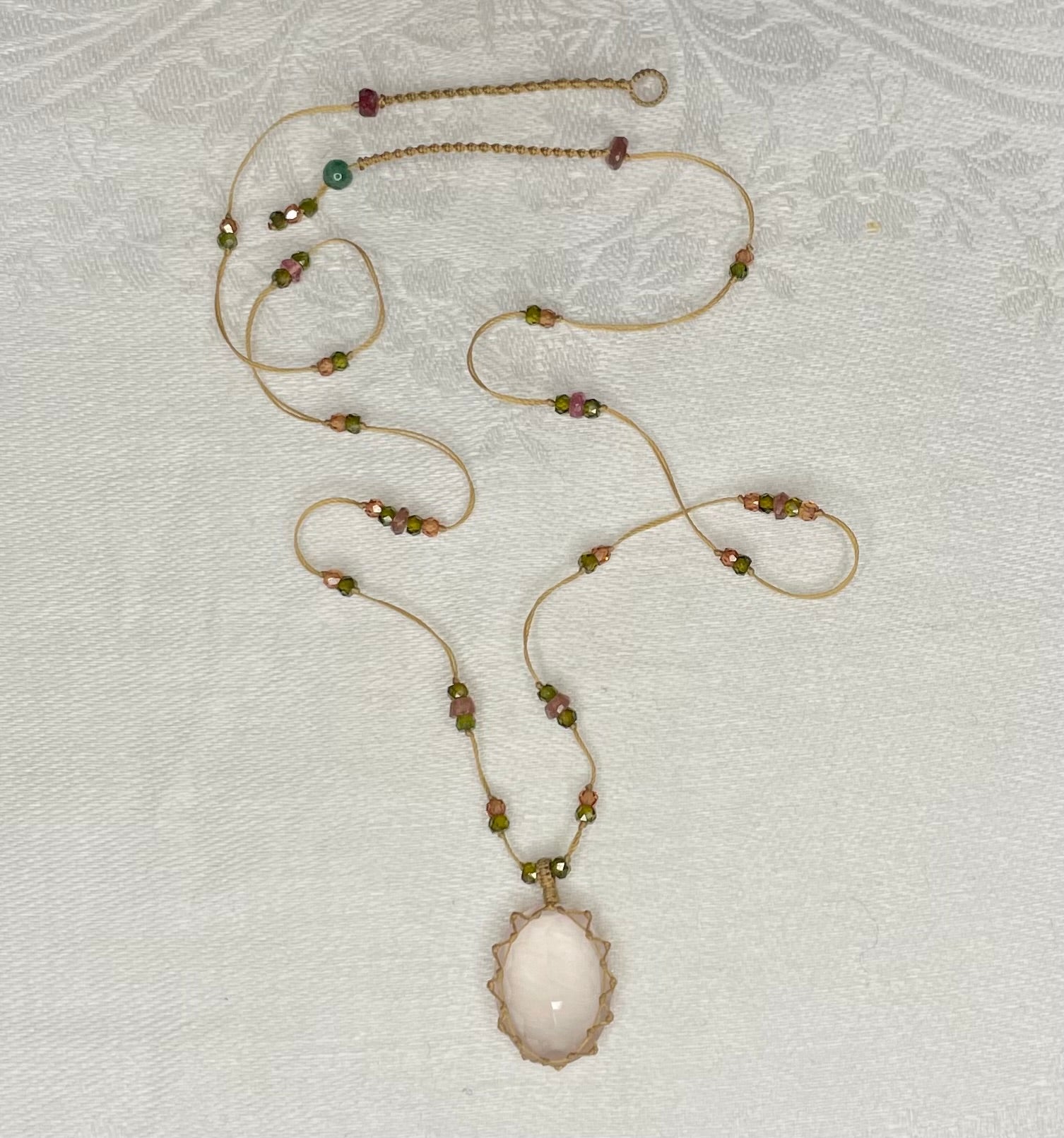 pink quartz tibetan short necklace